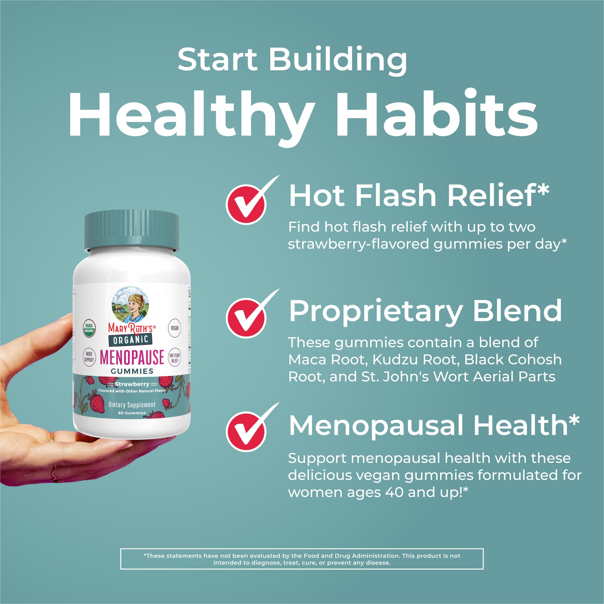 Organic Menopause Gummies by MaryRuth's | Menopause Supplements for Women | Mood Support | Hot Flash Relief | Maca Root | Black Cohosh | USDA Organic | Non-GMO | Vegan | 30 Servings MARYRUTH'SAu supplements