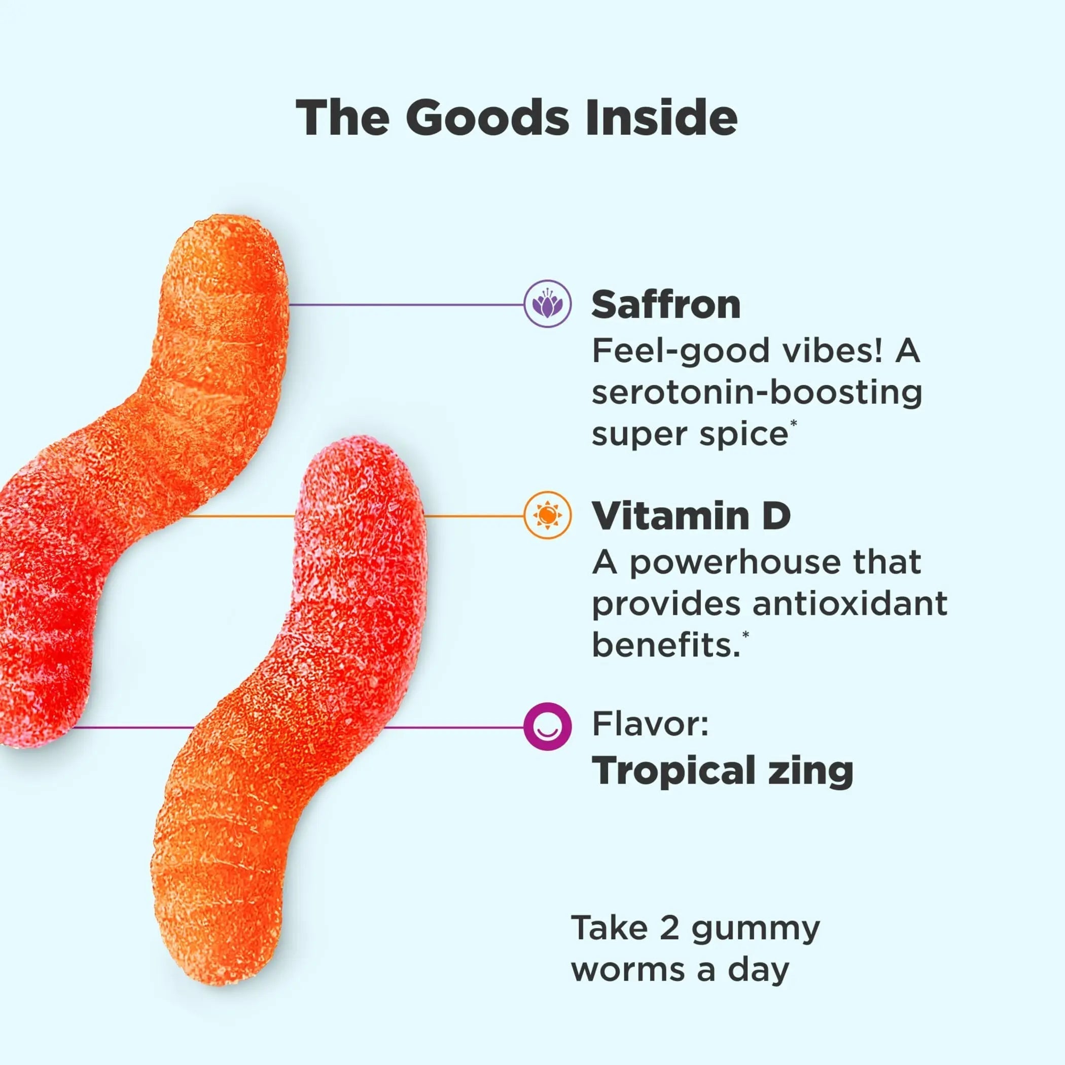 OLLY Hello Happy Gummy Worms Mood Support with Vitamin D, Saffron - 90 Count Men's Multivitamin Gummy Immune Support OLLYAu supplements