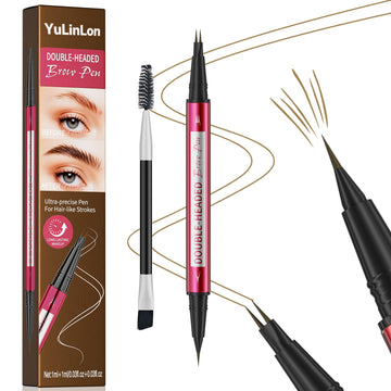 YuLinLon Double-Headed Brow Pen, Ultra-Precise Hair-Like Strokes, Long-Lasting Waterproof Makeup, Available in 5 Natural Shades (3#Dark Brown) YulinlonAu supplements