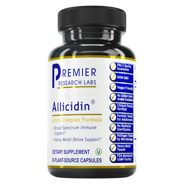 Premier Research Labs Allicidin - Garlic Allicin Supplement, Garlic Supplements, Garlic Pills, Allicin Extract, Garlic Extract, Odorless Garlic Capsules, Immune Support - 60 Vegetarian Capsules Premier Research LabsAu supplements