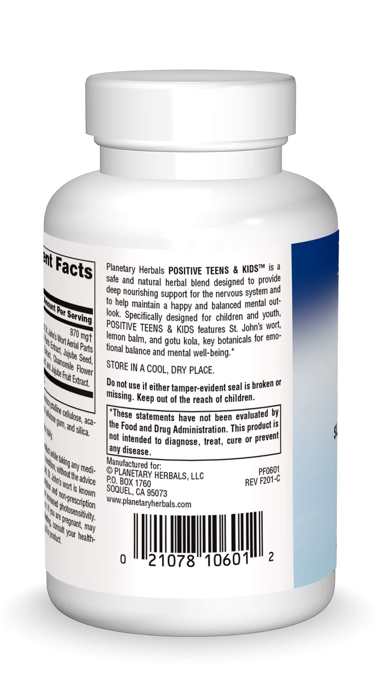 Planetary Herbals Positive Teens & Kids 435mg, Supports Emotional Well-Being,120 Tablets Planetary HerbalsAu supplements