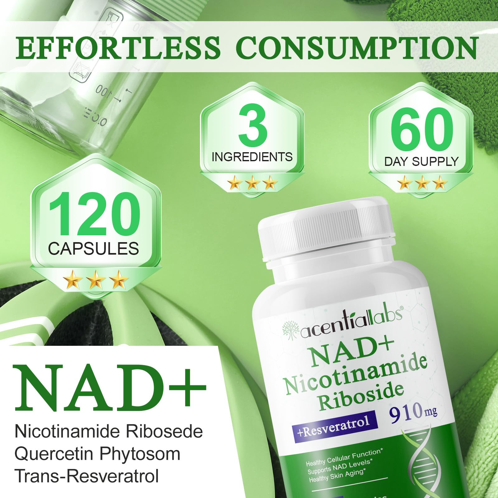 NAD Supplement, Nicotinamide Riboside, NAD 910MG Liposomal Supplements for Women & Men, NAD+ Supplement for Anti Aging and Cell Regeneration -120 Capsules NIFEISHIAu supplements