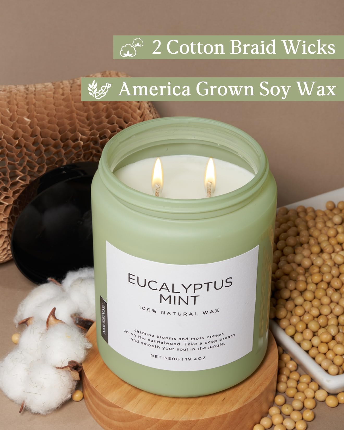 M&SENSE Eucalyptus Mint Candles for Home Scented, 19.4oz 110 Hours Burn Soy Aromatherapy M&SENSEAu supplements