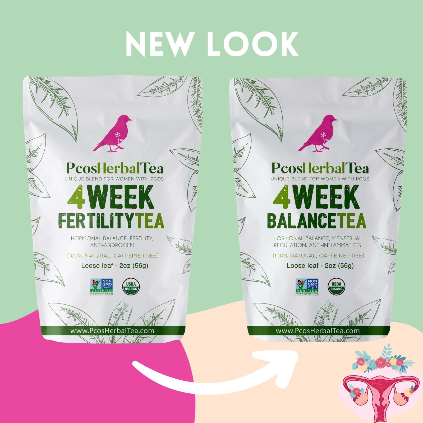 PCOS Cystem Tea with Organic Red Raspberry Leaf, Vitex, Spearmint Tea Supports Fertility PCOS Herbal TeaAu supplements