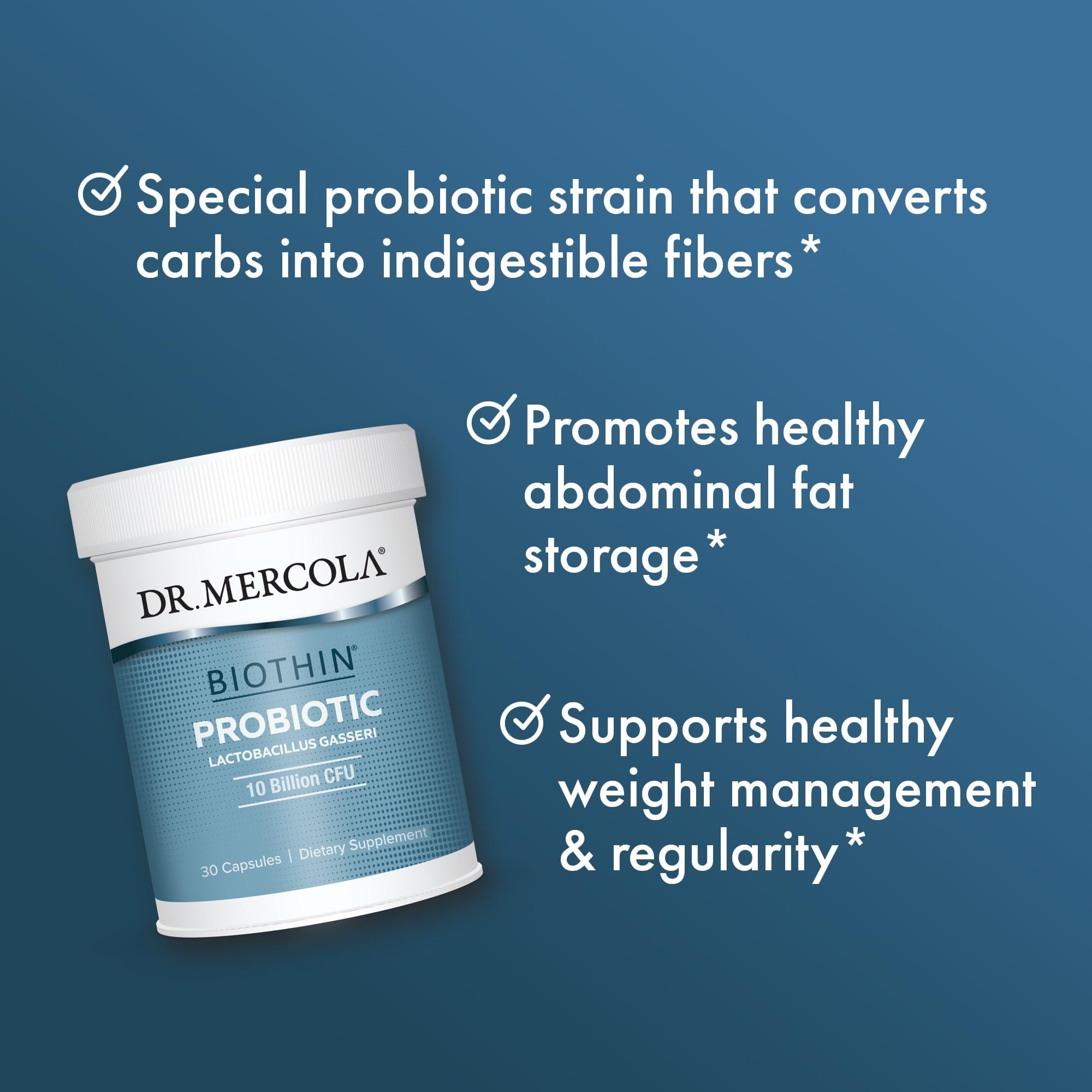 Dr. Mercola Biothin Probiotic - Digestive Health Supplement - Supports Healthy Metabolism - GMO-Free, Gluten-Free & Soy-Free - 30 Delayed-Release Capsules (30 Servings) Dr. MercolaAu supplements