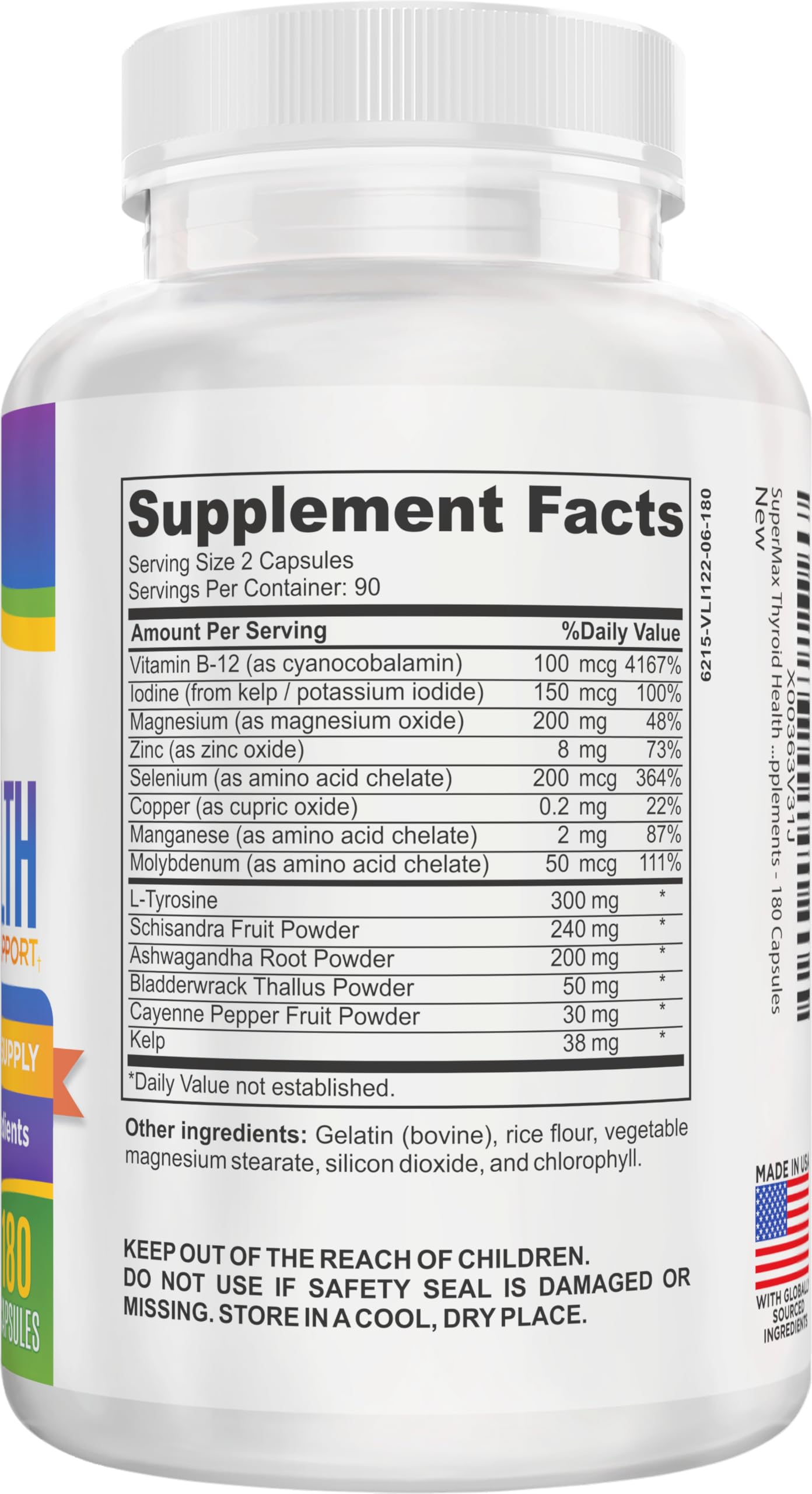 Thyroid Support (3-Month) Supplement All-in-1 with 14 Active Ingredients in 1 Formula | Thyroid Health Support Supplements | Women & Men | 90-Day Bulk Supply | 180 Capsules Elevate Recovery SupplementsAu supplements