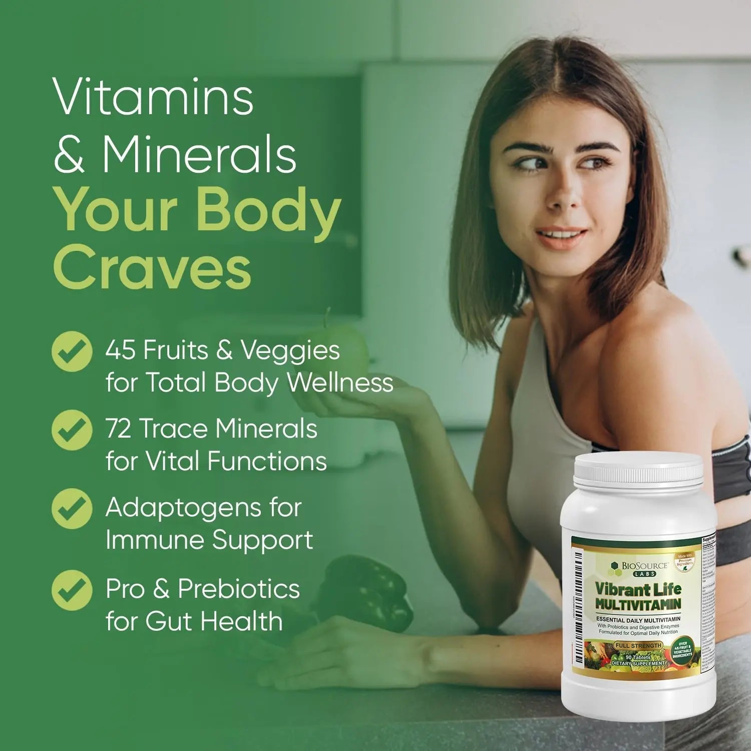 BioSource Labs Vibrant Life Multivitamin with Probiotics, Digestive Enzymes & B-Complex – Over 45 Fruits and Veggies BioSource LabsAu supplements