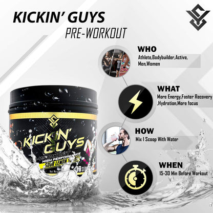 Kickin' Guys Pre Workout Powder Sports Nutrition Supplement - Explode Energy & Performance Yulian Svitolin LLCUS supplements