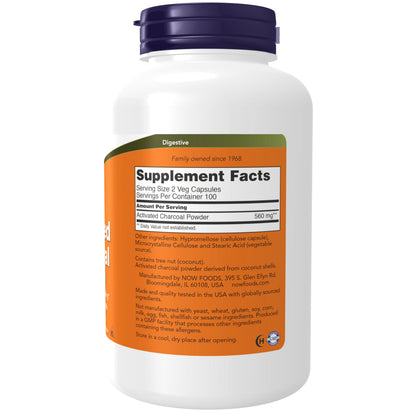 NOW Supplements, Activated Charcoal Made from Coconut Shells, Non-GMO Project Verified NOWUS supplements