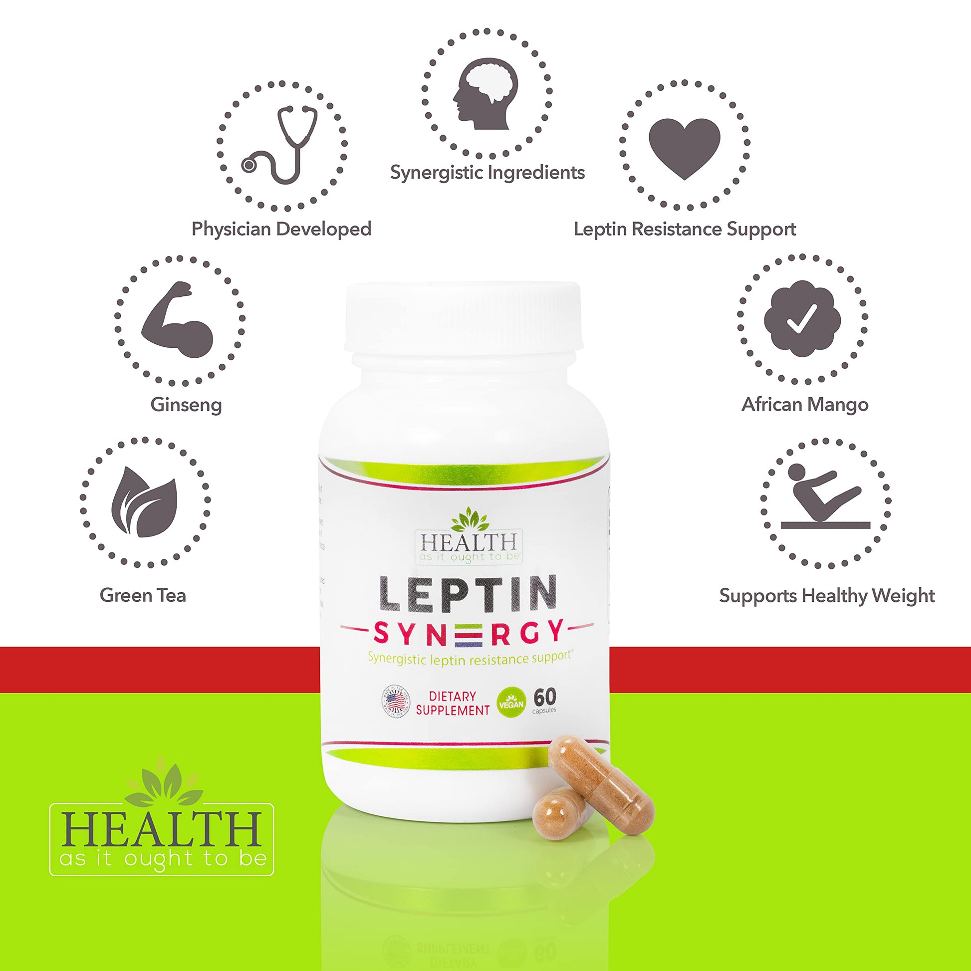 Leptin Syn3rgy (Green Tea, African Mango, Ginseng) - 60 Capsules Health As It Ought To BeAu supplements