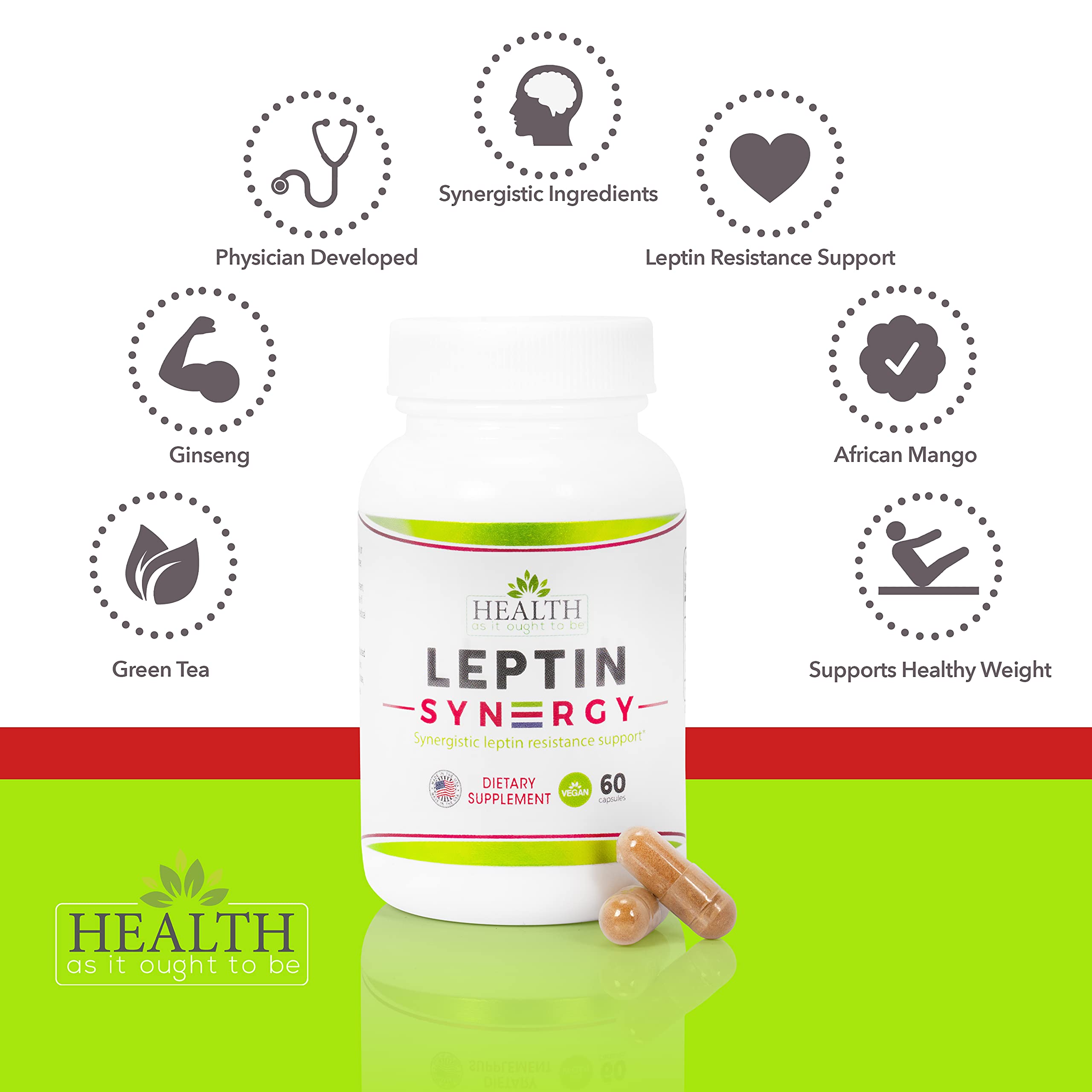 Leptin Syn3rgy (Green Tea, African Mango, Ginseng) - 60 Capsules Health As It Ought To BeAu supplements
