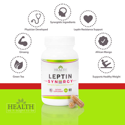 Leptin Syn3rgy (Green Tea, African Mango, Ginseng) - 60 Capsules Health As It Ought To BeUS supplements