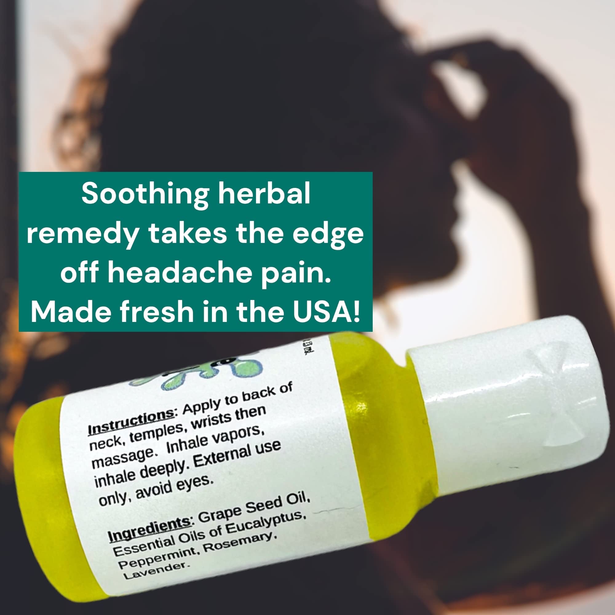 Urban ReLeaf Headache Relief Oil! 100% Natural Herbal Remedy, Sinus, Tension, Neck, Temples. Made in USA! Works Fast! Gentle Essential Oil Relief Urban ReLeafAu supplements