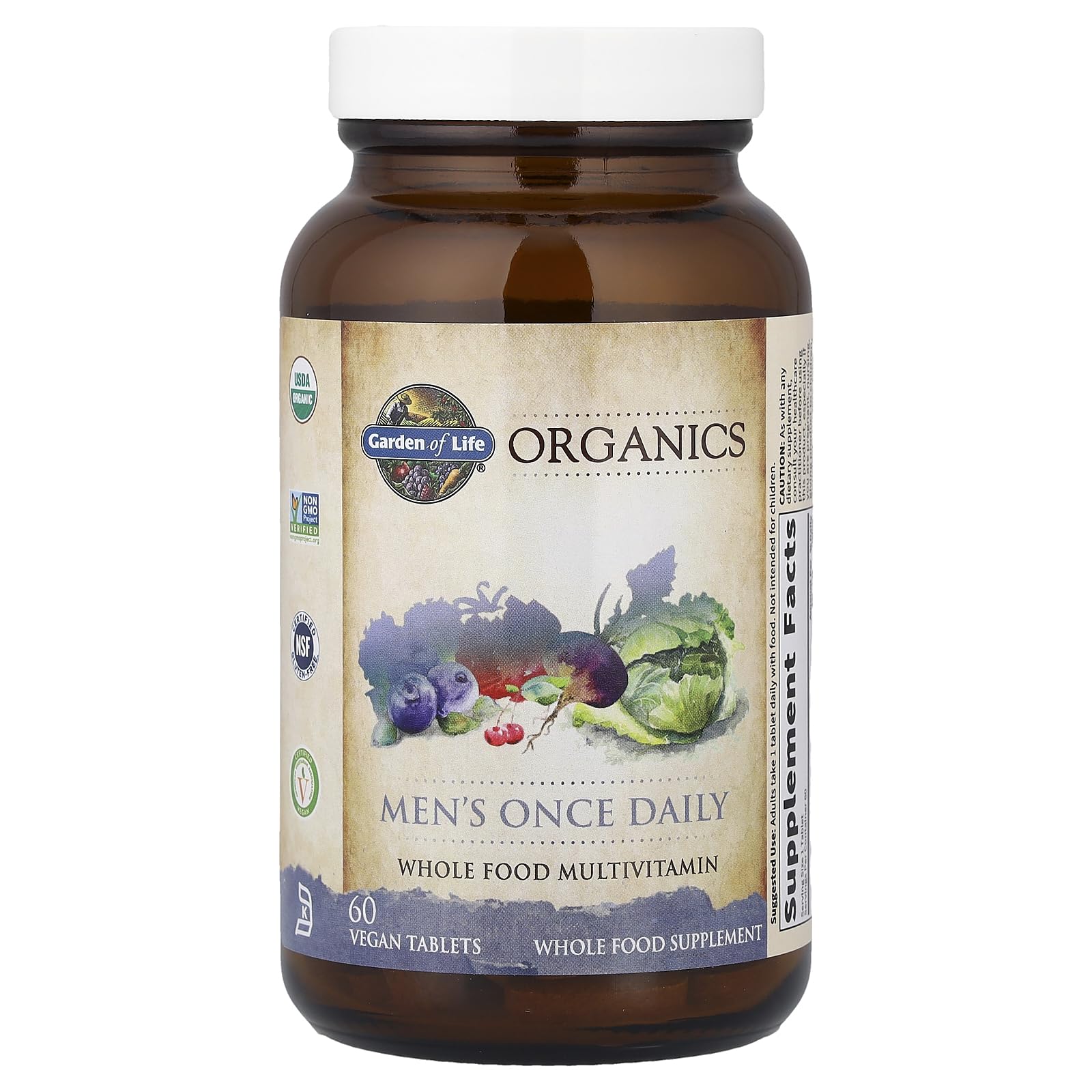 Garden of Life Once Daily Whole Food Multivitamin for Men, Organic Mens Vitamins & Minerals, Vitamin C, Zinc, Vegan, for Health & Well-Being, 60 Tablets Garden of LifeAu supplements