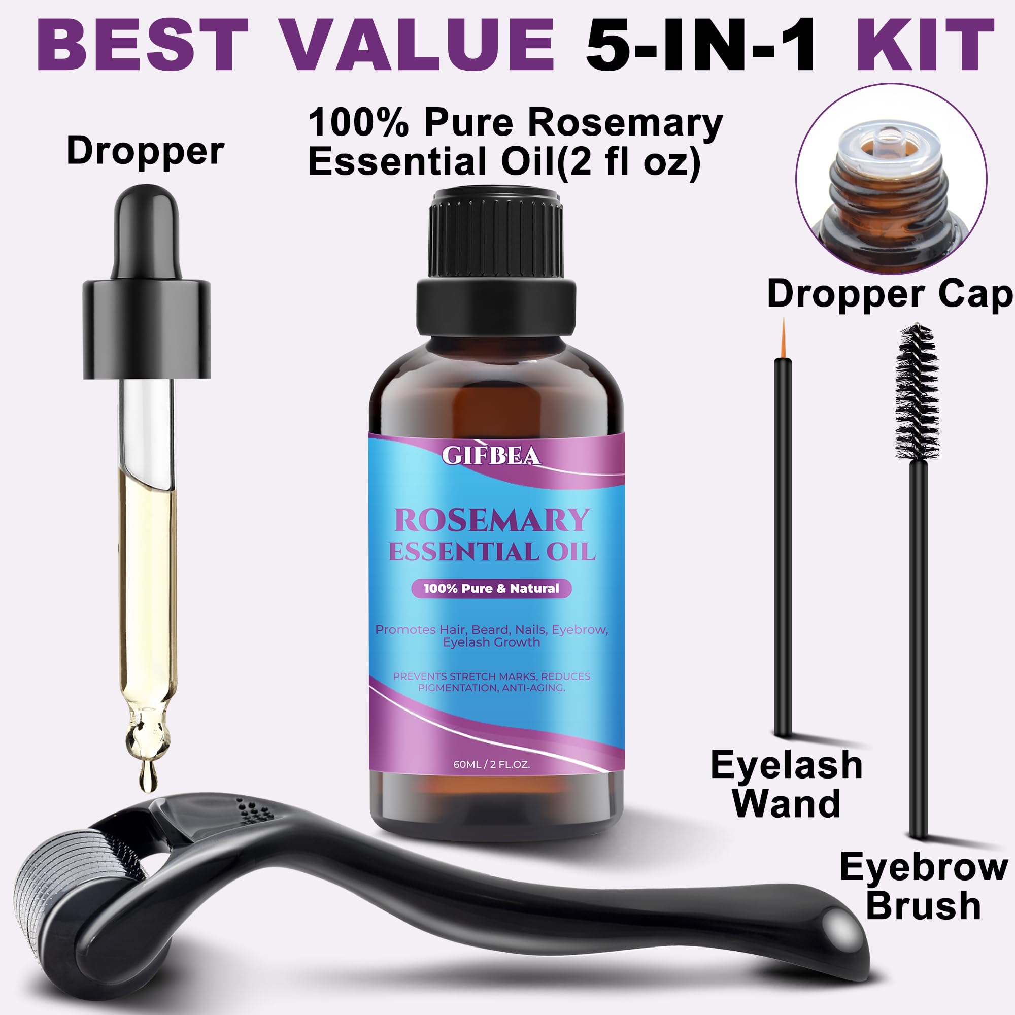 Rosemary Oil for Hair Growth,100% Pure Undiluted Light-Weight Non-Greasy Rosemary Essential Oil GIFBEAAu supplements