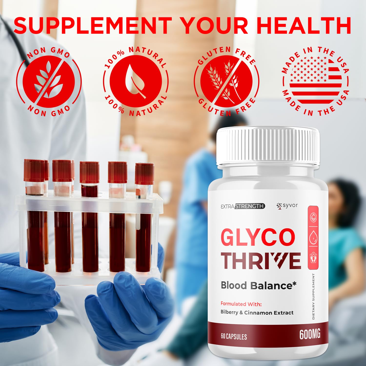 Glyco Thrive Capsules, Official GlycoThrive Glycogen Support Pills with All Natural Ingredients, Advanced Formula Health Supplement with Max Strength Premium Vitamins for Women & Men (60 Capsules) SyvorAu supplements