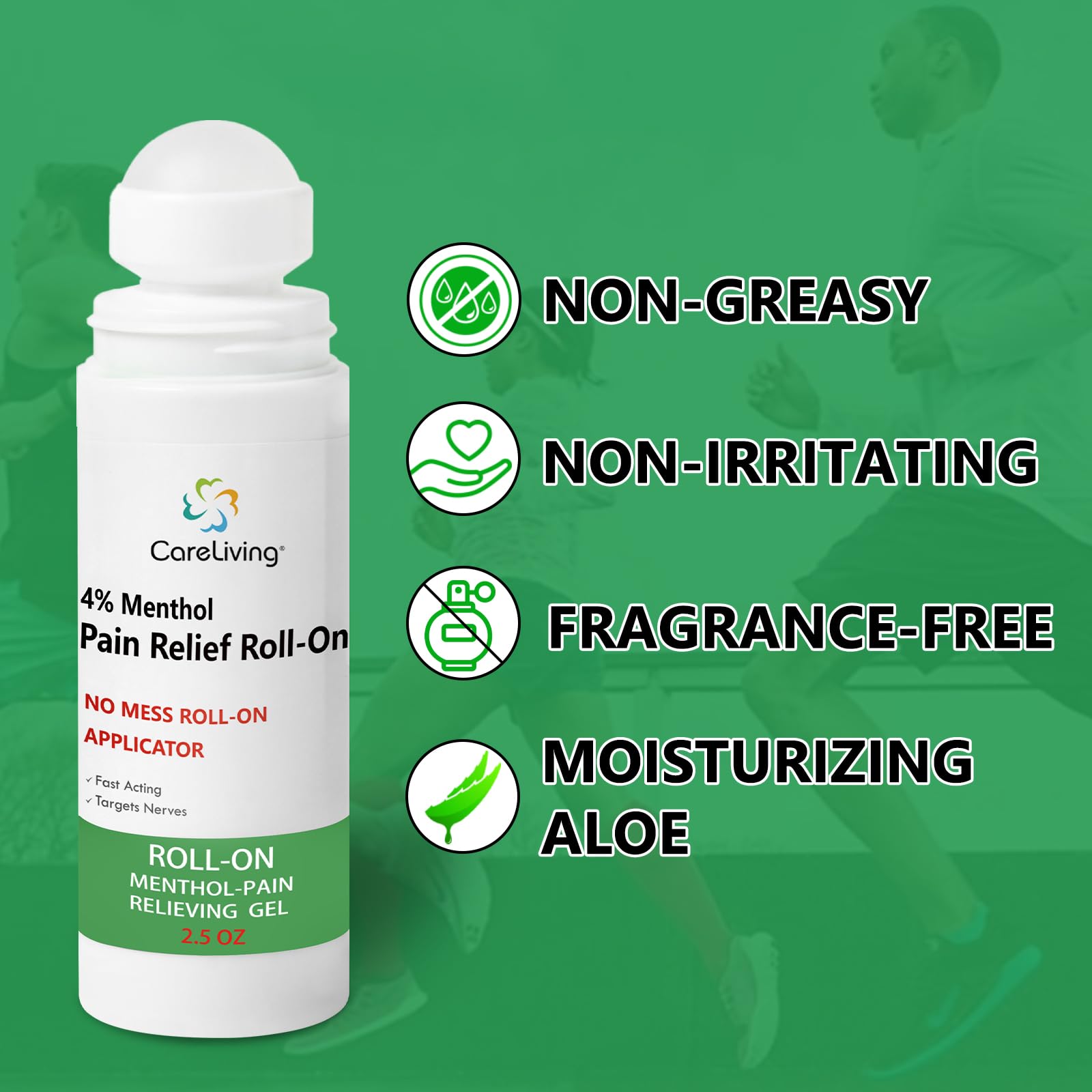 CARELIVING Roll On Pain Relief for Knee, Neck, Joint, Shoulder, Arthritis Pain Reliever, Sore Muscle Relief, Roll On Menthol Gel 2.5 Fl Oz (Pack of 2) CARELIVINGAu supplements