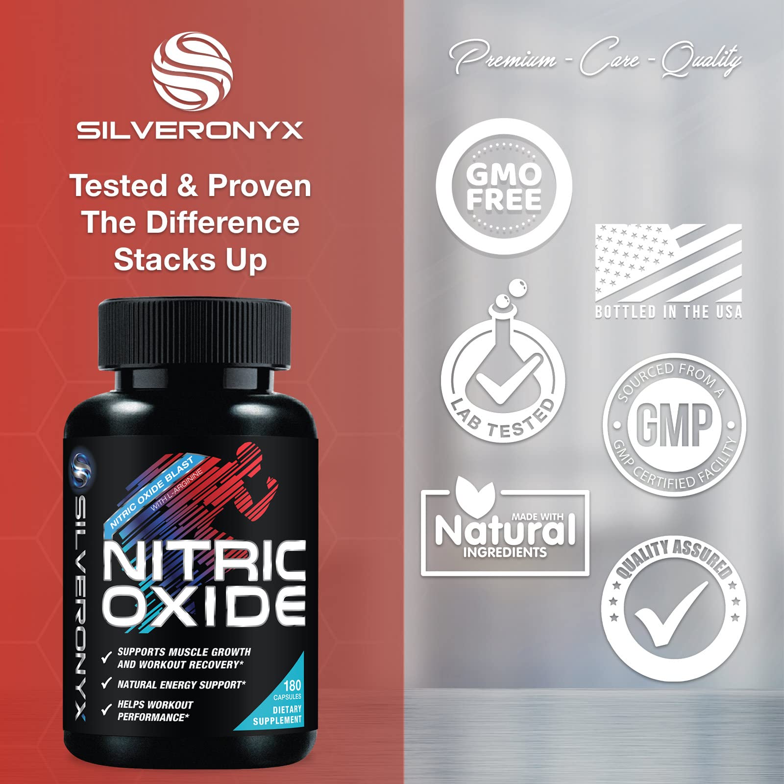 Extra Strength Nitric Oxide Supplement L Arginine 3X Strength - Citrulline Malate, AAKG SILVERONYXAu supplements