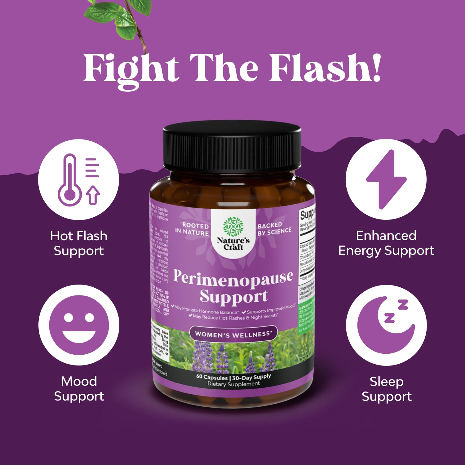Complete Perimenopause Supplement for Women - Multibenefit Menopause Ease for Women with Maca Root Vitex Berry & Black Cohosh for Hot Flashes Night Sweats Hormone Balance and Mood Support - 60 Count Natures CraftAu supplements
