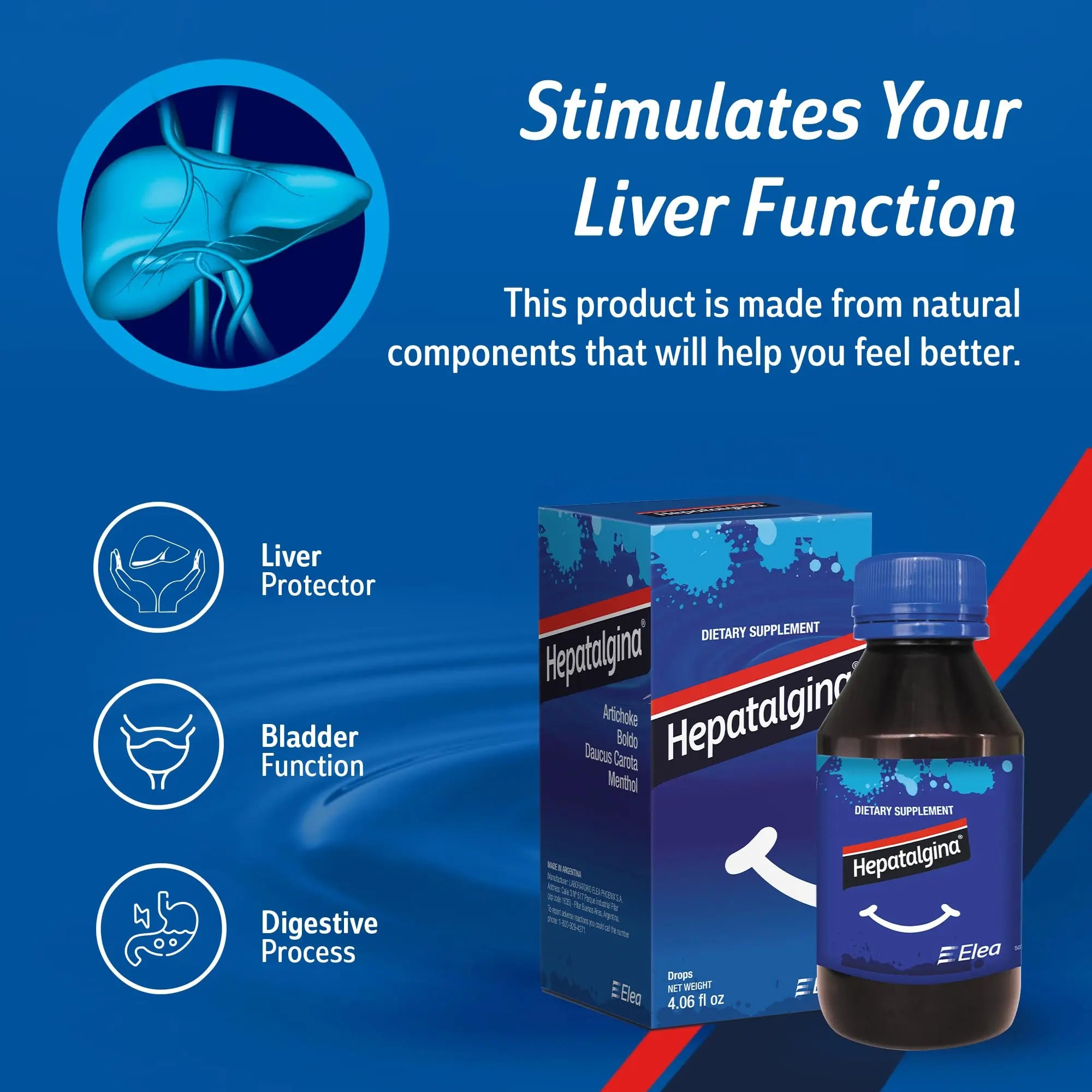 Hepatalgina Liver Support Digestive Protector - Liquid Herbal Supplement with Artichoke Extract for Liver Cleanse Detox & Repair - Liver Detox Cleanse Drops with Mint, Boldo & Carrot - 120 ml Hepatalginanz supplements
