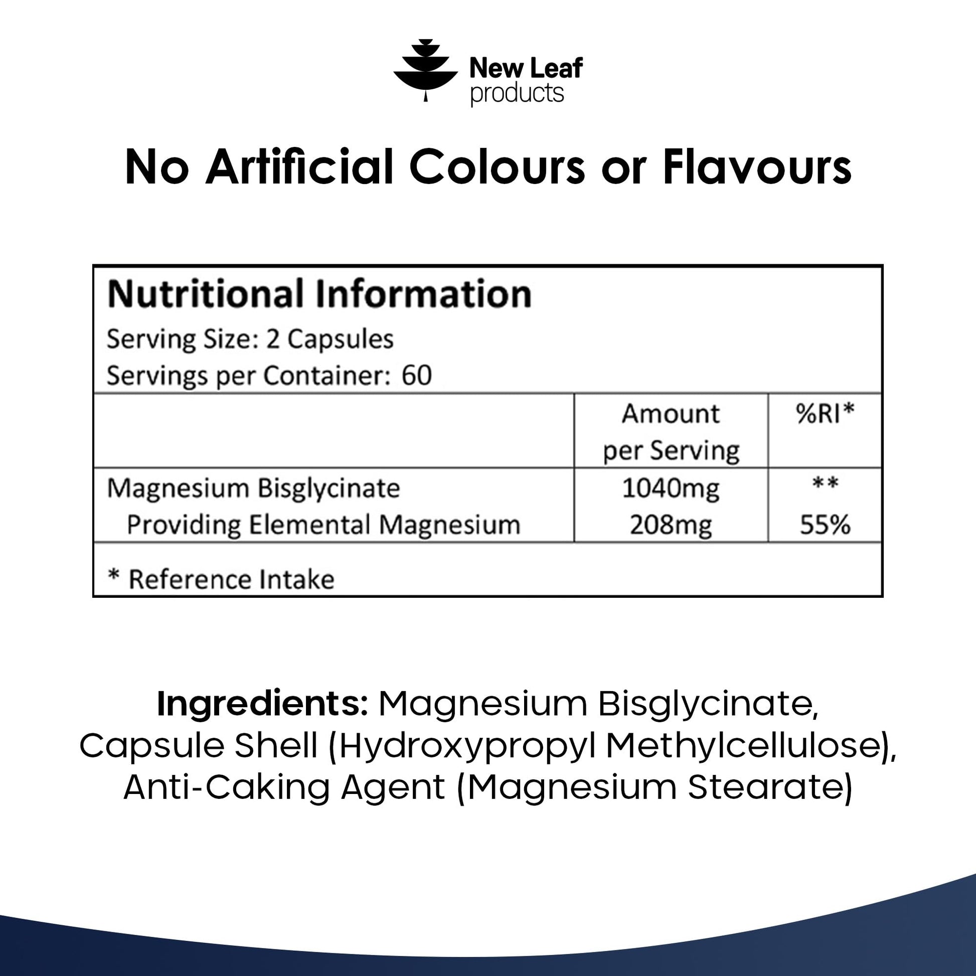 Magnesium Glycinate Supplements - 1040mg of Magnesium - 120 High Strength Capsules NEW LEAF PRODUCTSUS supplements