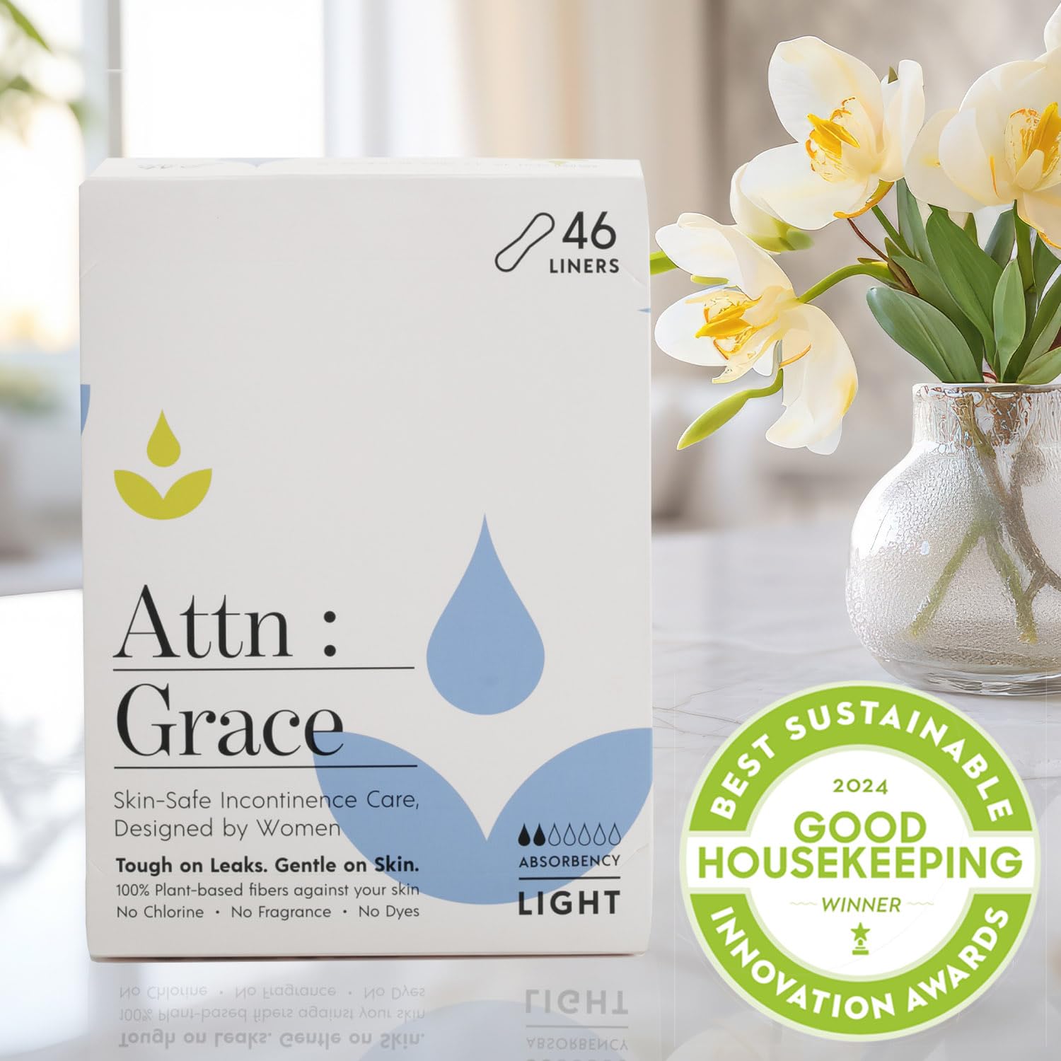 Attn: Grace Panty Liners for Women - 46 Liners – for Light Urinary Incontinence, Bladder Leakage ATTN : GRACEAu supplements