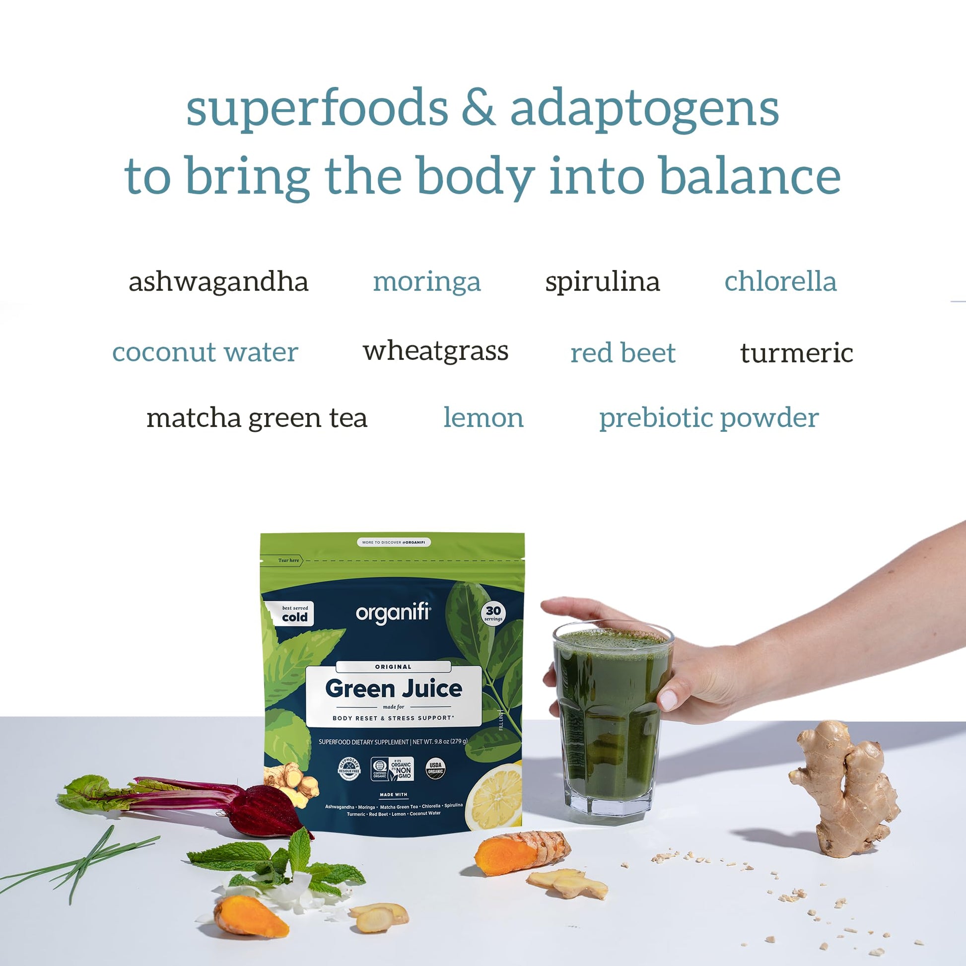 Organifi Green Juice - Powder Supplement with Organic Spirulina, Ashwagandha OrganifiUS supplements