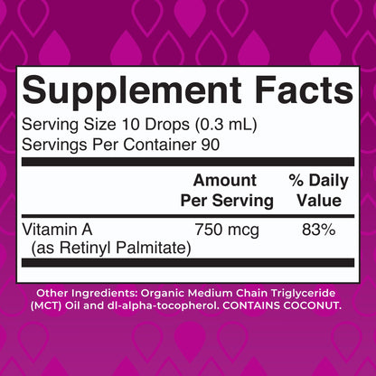 MaryRuth Organics USDA Organic Vitamin A Liquid Drops | 3 Month Supply | Bone Health for Ages 14+ | Essential Vitamin | 750mcg per Serving | Sugar Free | Vegan | Non-GMO | Gluten Free | 1oz MARYRUTH'SUS supplements