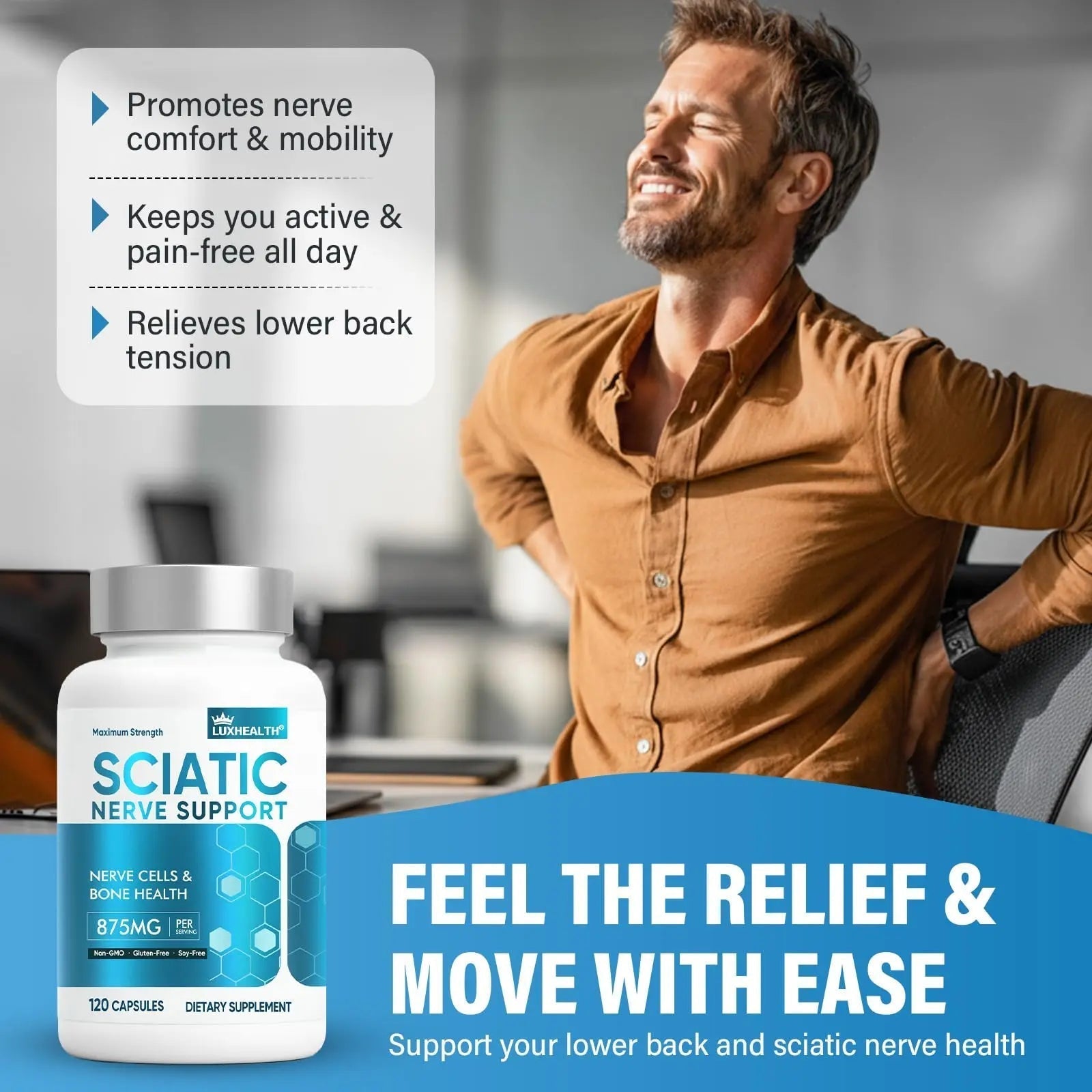 Sciatic Nerve Support Supplement, 120 Capsules Nerve Savior for Neuropathy, Premium Formula with Natural Botanical & Vitamin Complex VivaherbalAu supplements