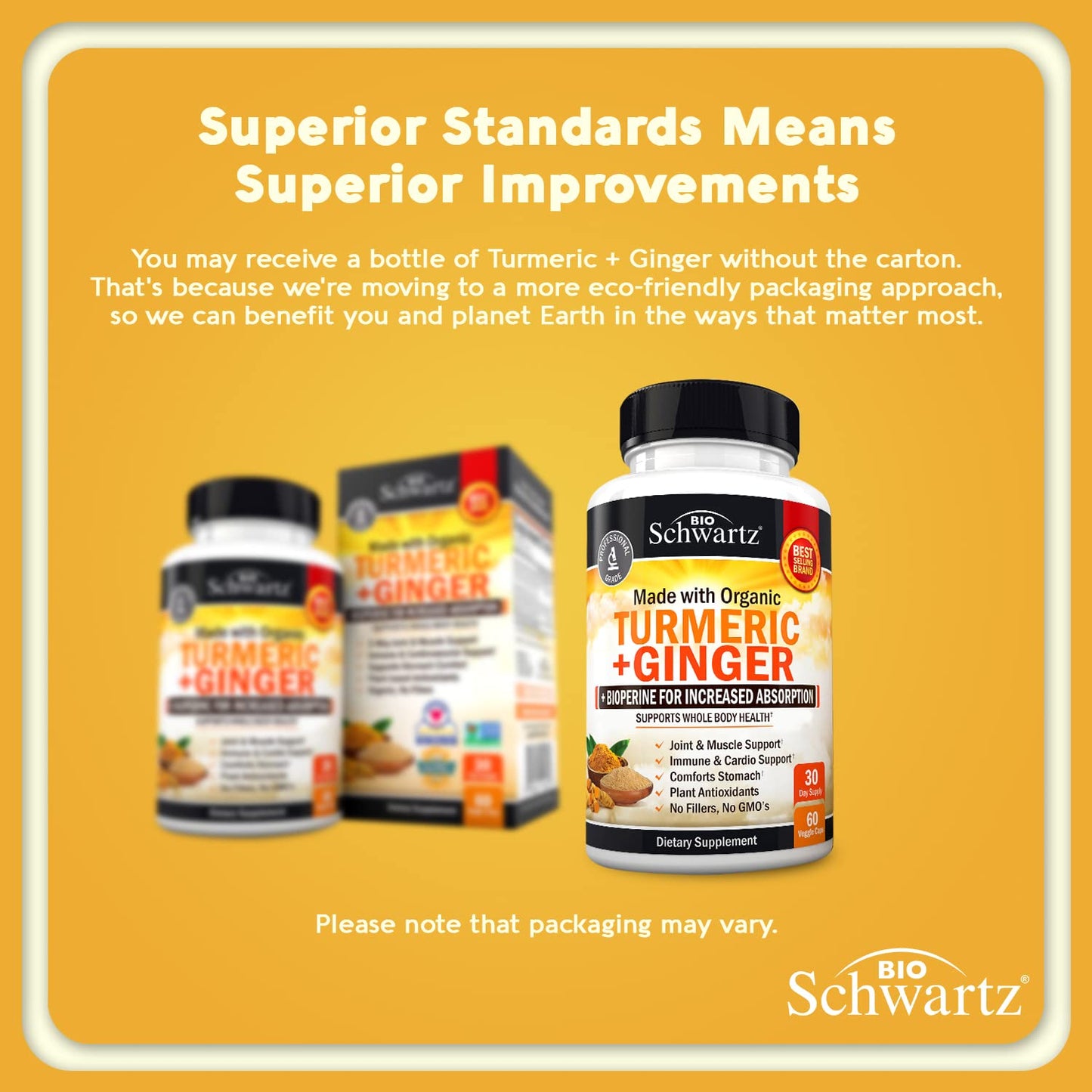 Organic Turmeric Curcumin and Ginger - 95% Standardized Curcuminoids with BioPerine BioSchwartzUS supplements