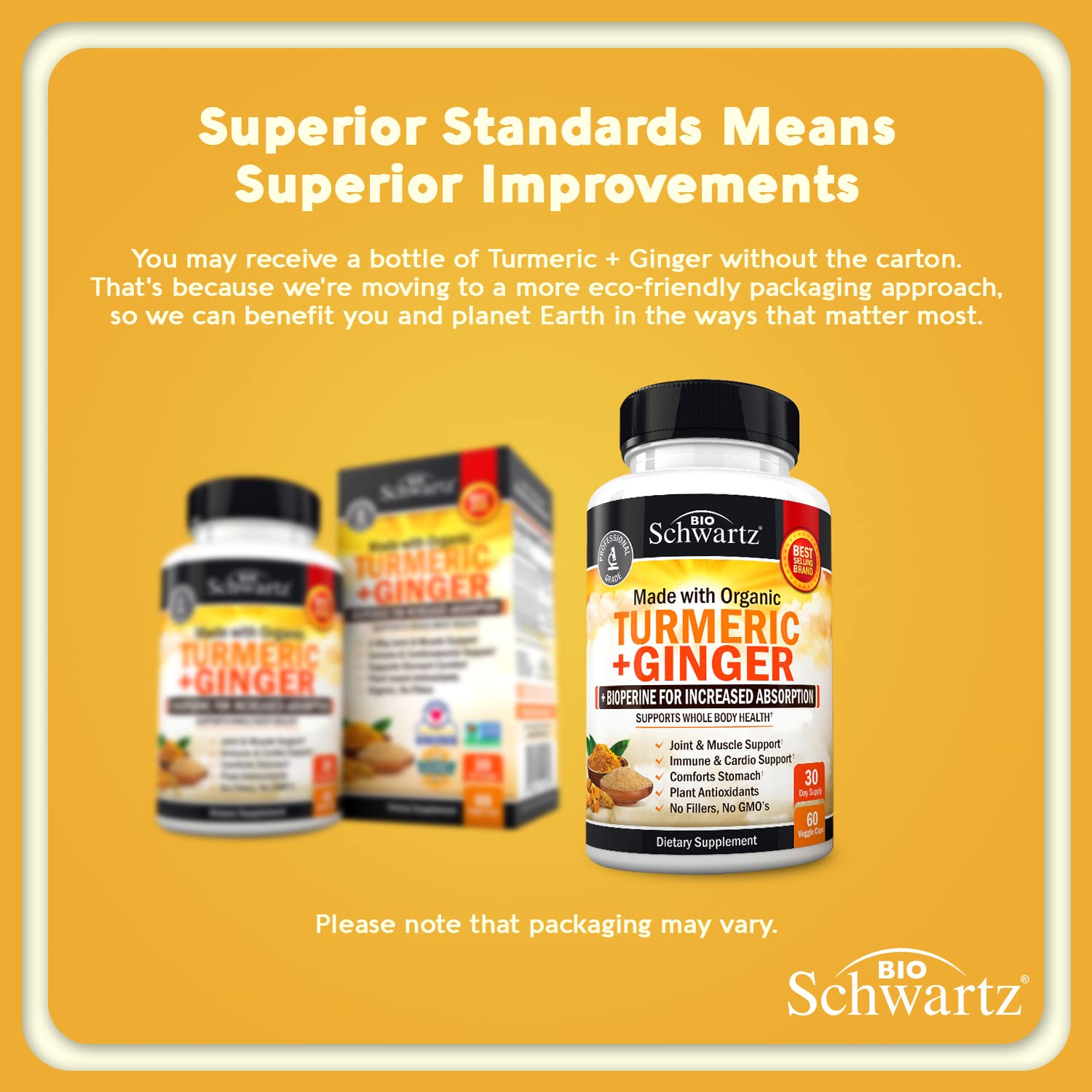 Organic Turmeric Curcumin and Ginger - 95% Standardized Curcuminoids with BioPerine BioSchwartzAu supplements
