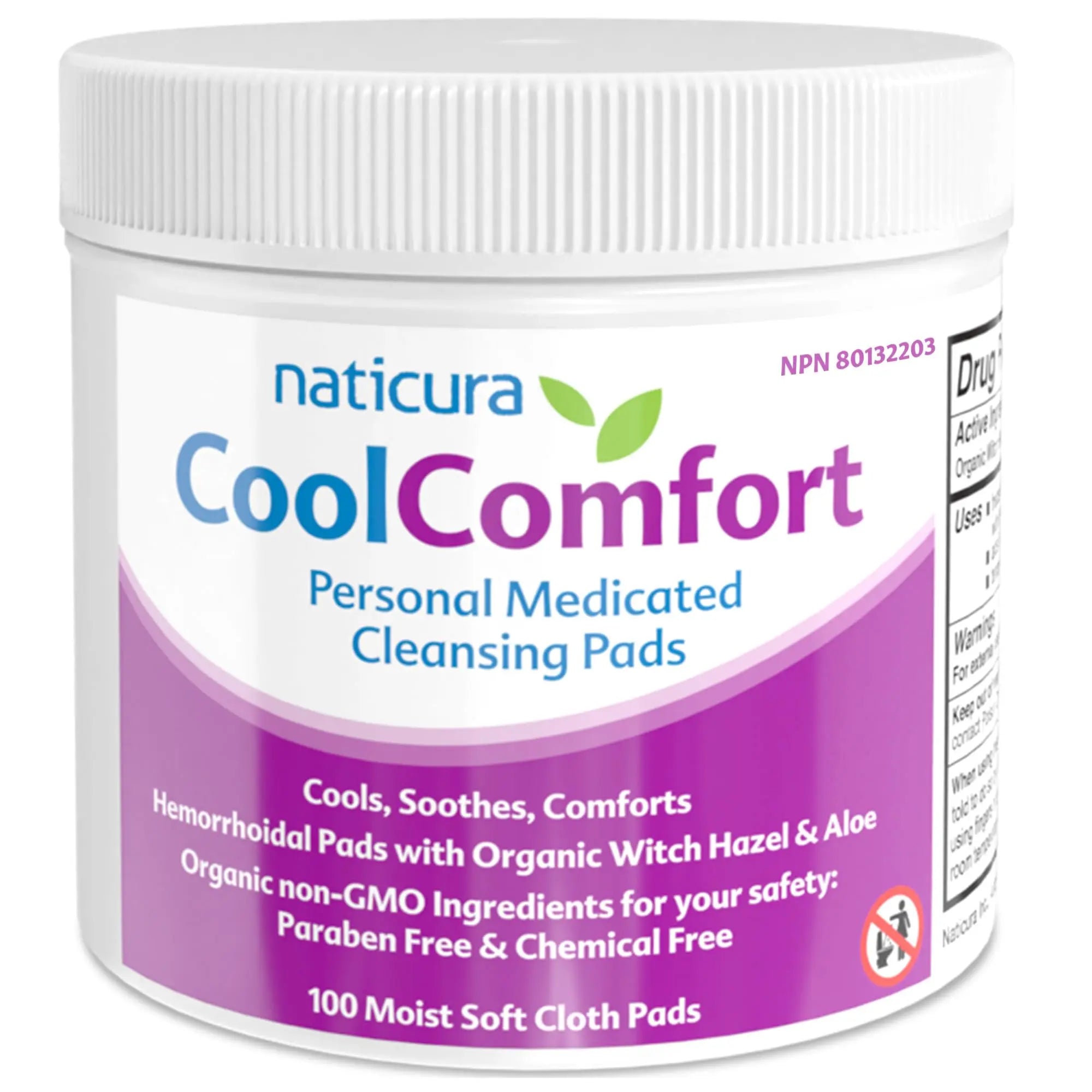 CoolComfort Personal Cleansing Pads with Organic Witch Hazel and Aloe Vera - All Natural and Fast Acting Wipes for Hemorrhoid Burning, Itching, Pain and Swelling - 100 Pads - No Parabens - Made in USA NaticuraAu supplements