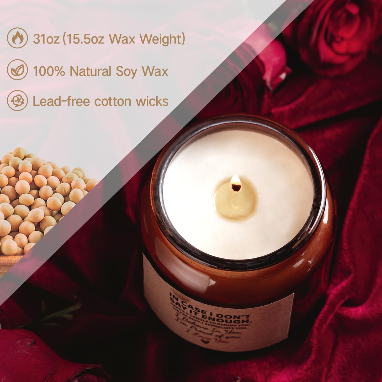 Candle Amber Moss Scented, Valentines Day Gifts for Her Girlfriend Wife, Romantic Anniversary YINUO LIGHTAu supplements