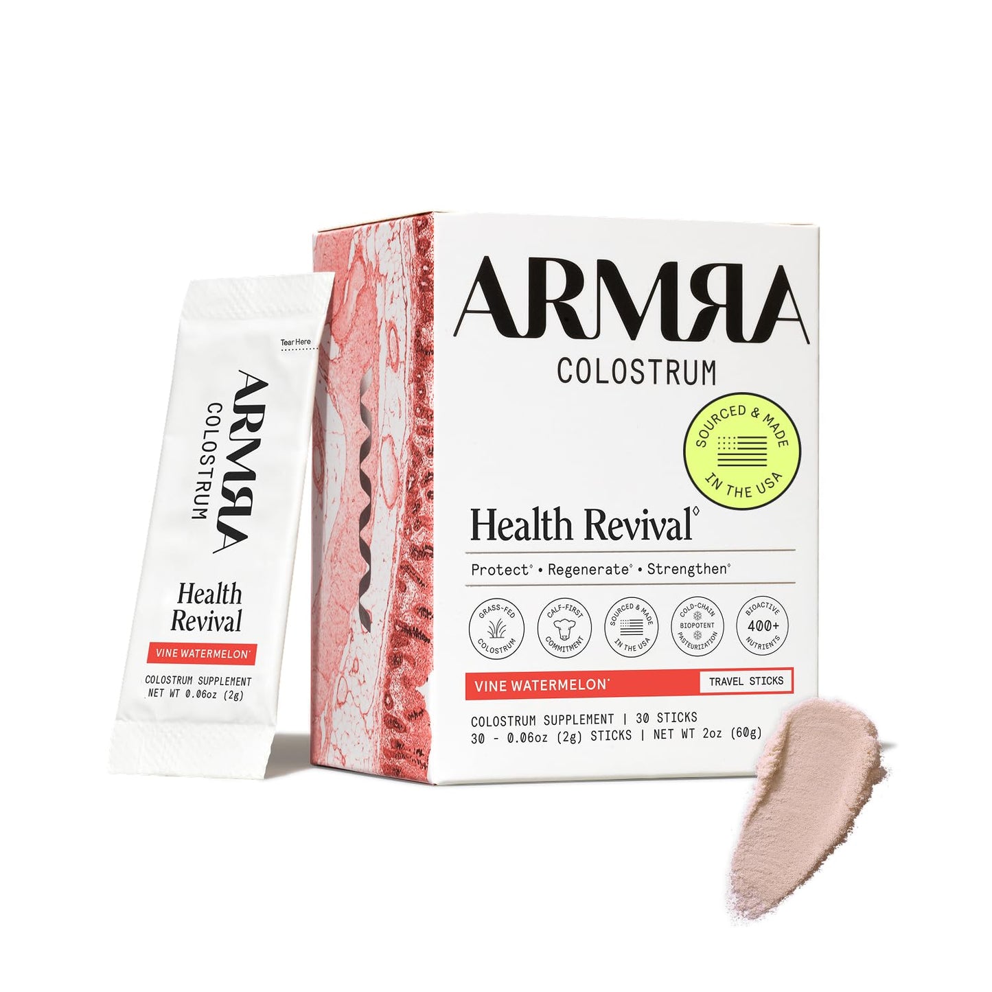 ARMRA Colostrum Powder | Vine Watermelon | Gut Health & Bloating | Skin & Hair | Immunity | Keto, Gluten & Fat-Free | 30 Servings ARMRAUS supplements