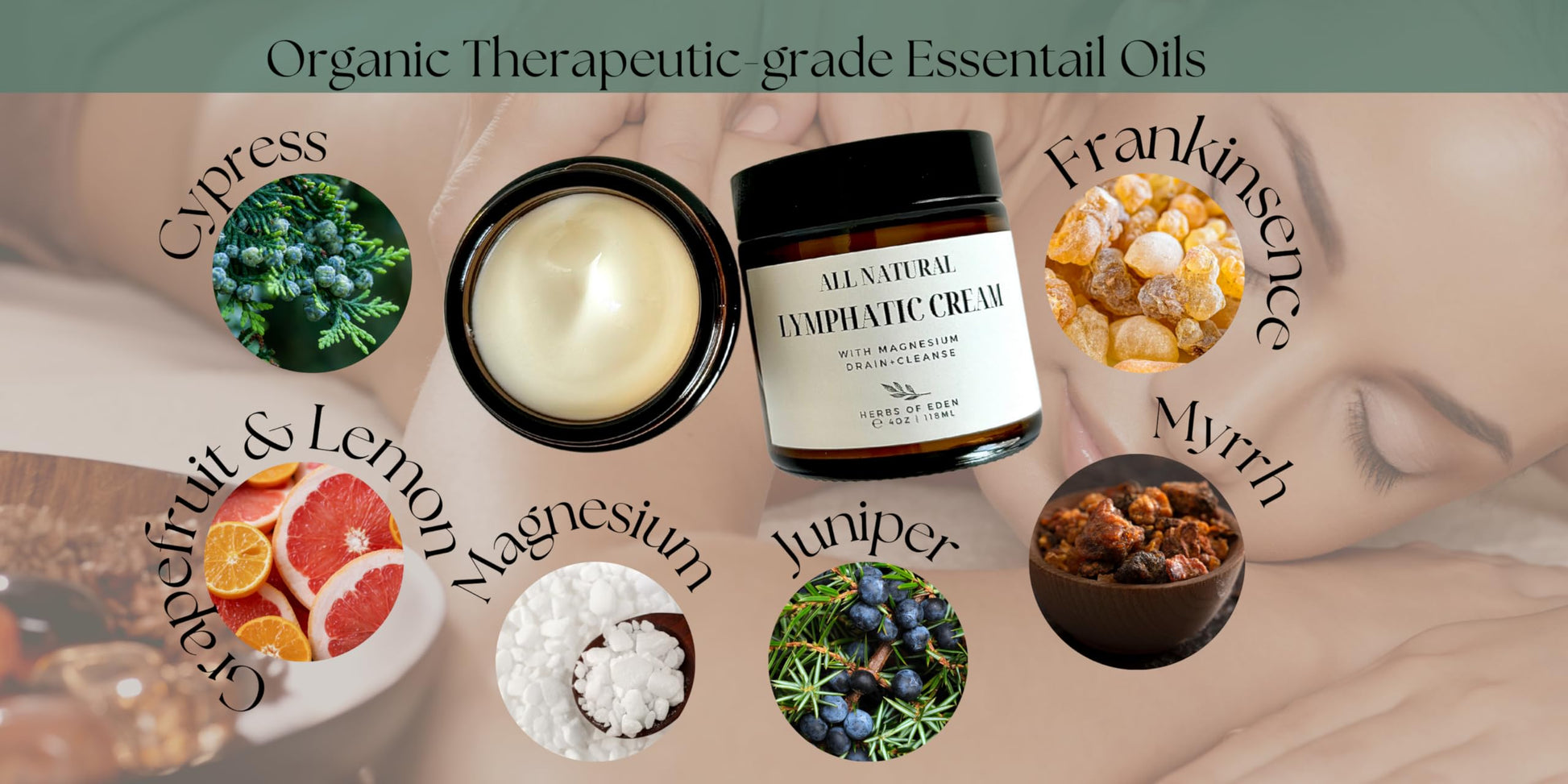 Organic Lymphatic Massage Cream with Magnesium – Natural Topical Cream | Stimulate Lymph Fluid | Family Owned, Made in USA Herbs of EdenAu supplements