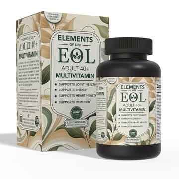 40 Plus Multivitamin for Women & Men with Vitamin A, D, B6, B12, E, Zinc, Magnesium, Calcium - Vegan, Gluten Free Elements of LIfeAu supplements