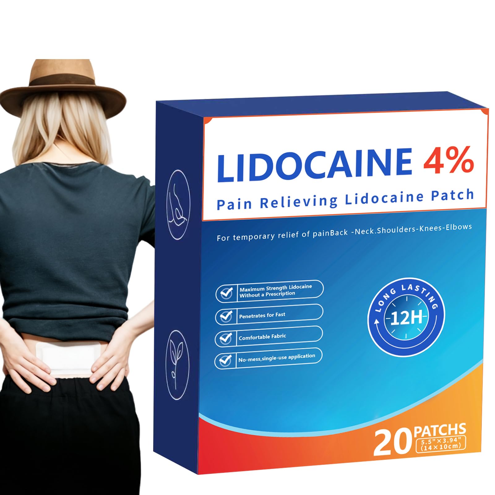 AROSLU 4% Lidocaine Maximum Strength Pain Relief Patches | Muscle & Joint Relief for Neck, Back, Knee, Shoulders | 12 Hour Long Lasting | 20 Count AROSLUAu supplements