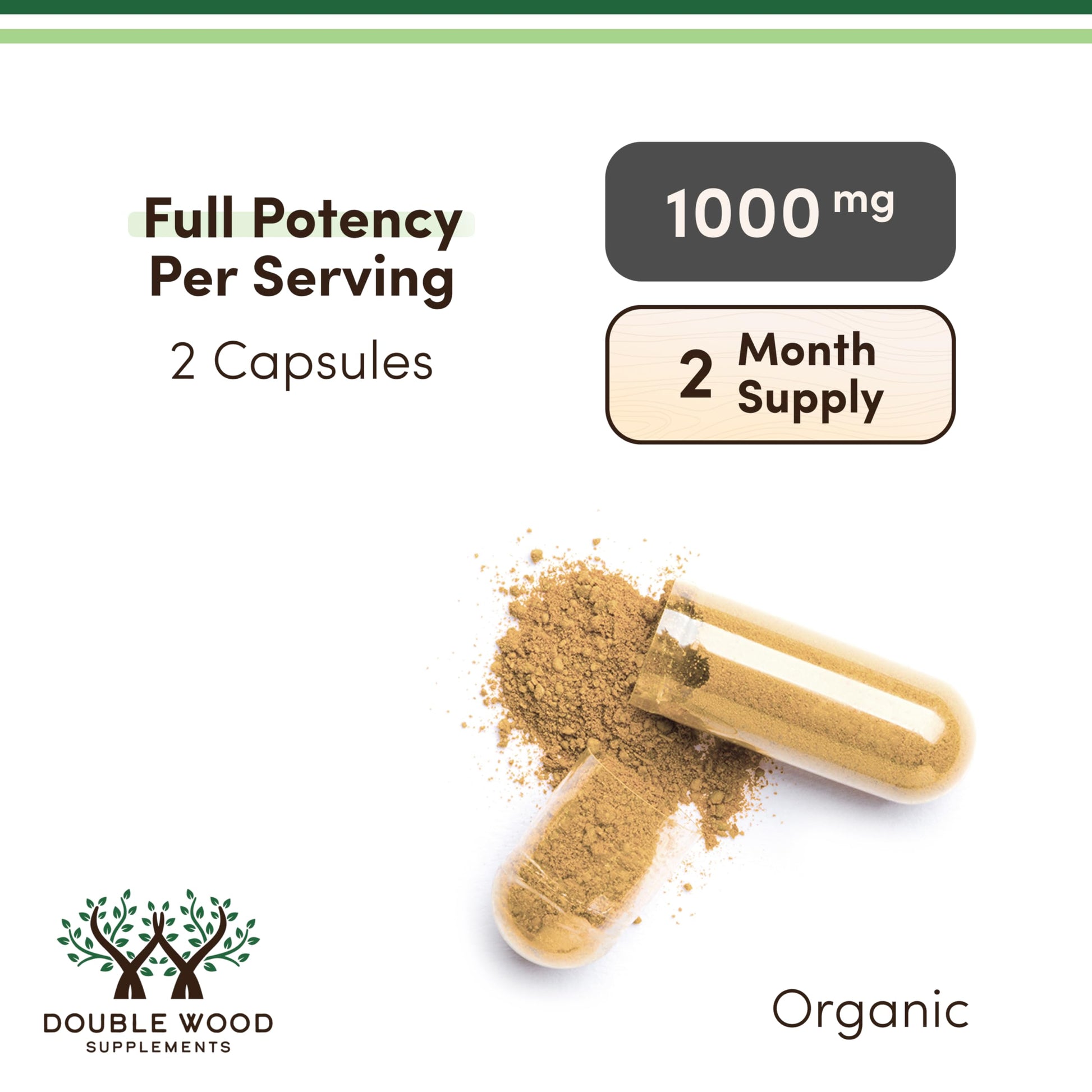 Organic Lions Mane Mushroom Capsules (120 Count), for Focus Support and Immune Health, Third Party Tested and Grown in The USA - by Double Wood Double Wood SupplementsAu supplements