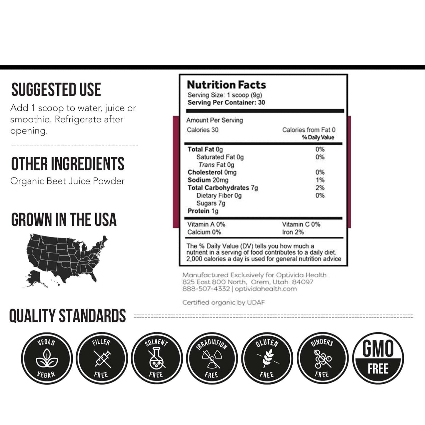 OPTIVIDA Nitric Oxide Beet Powder Organic | All Natural Beets Roots Supplements OPTIVIDAUS supplements