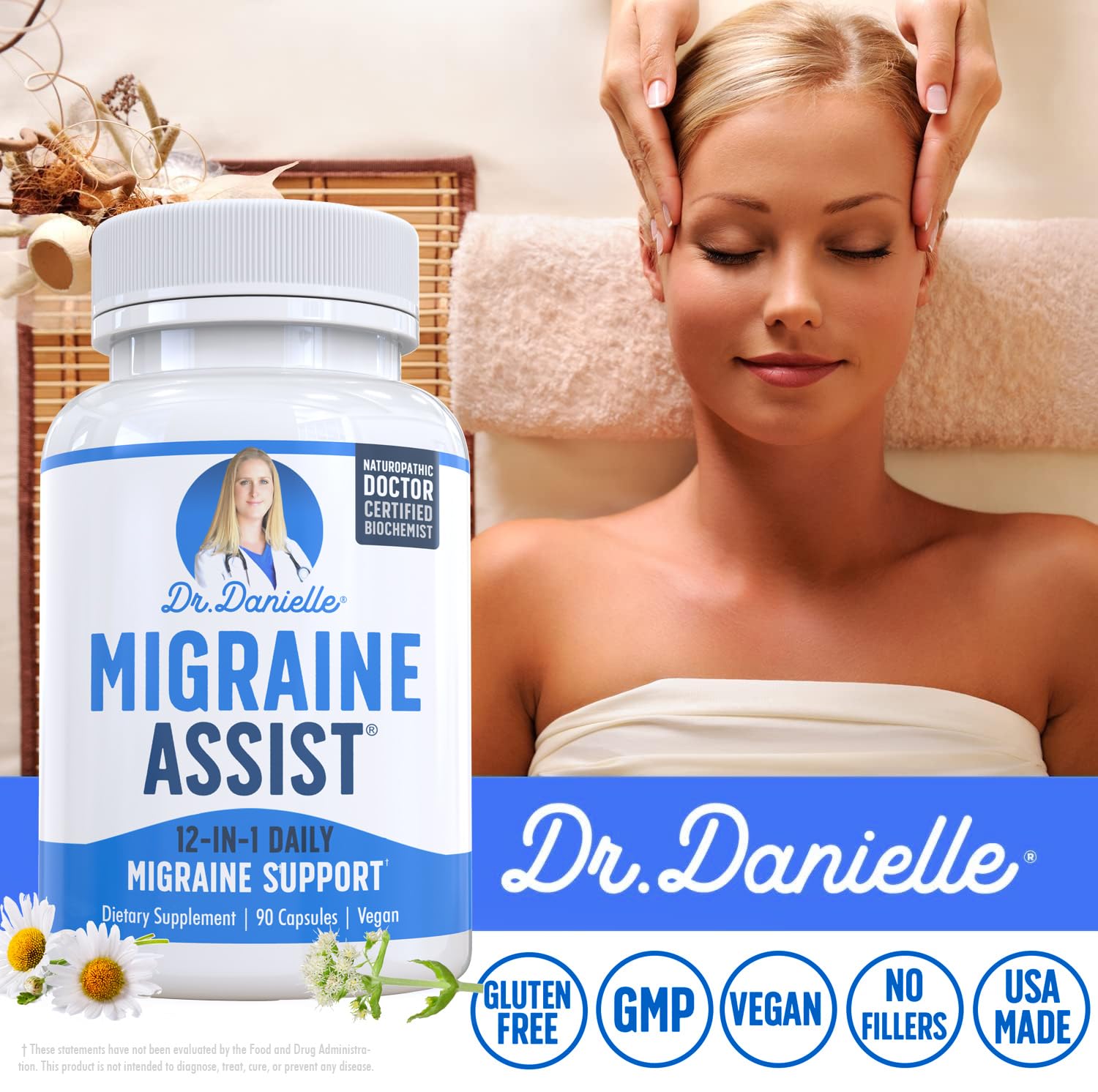 Best Migraine Relief Product with Magnesium - Migraine Assist Supplement with Quercetin, Feverfew, Butterbur, CoQ10 from Dr. Danielle, 90 Capsules Doctor DanielleAu supplements