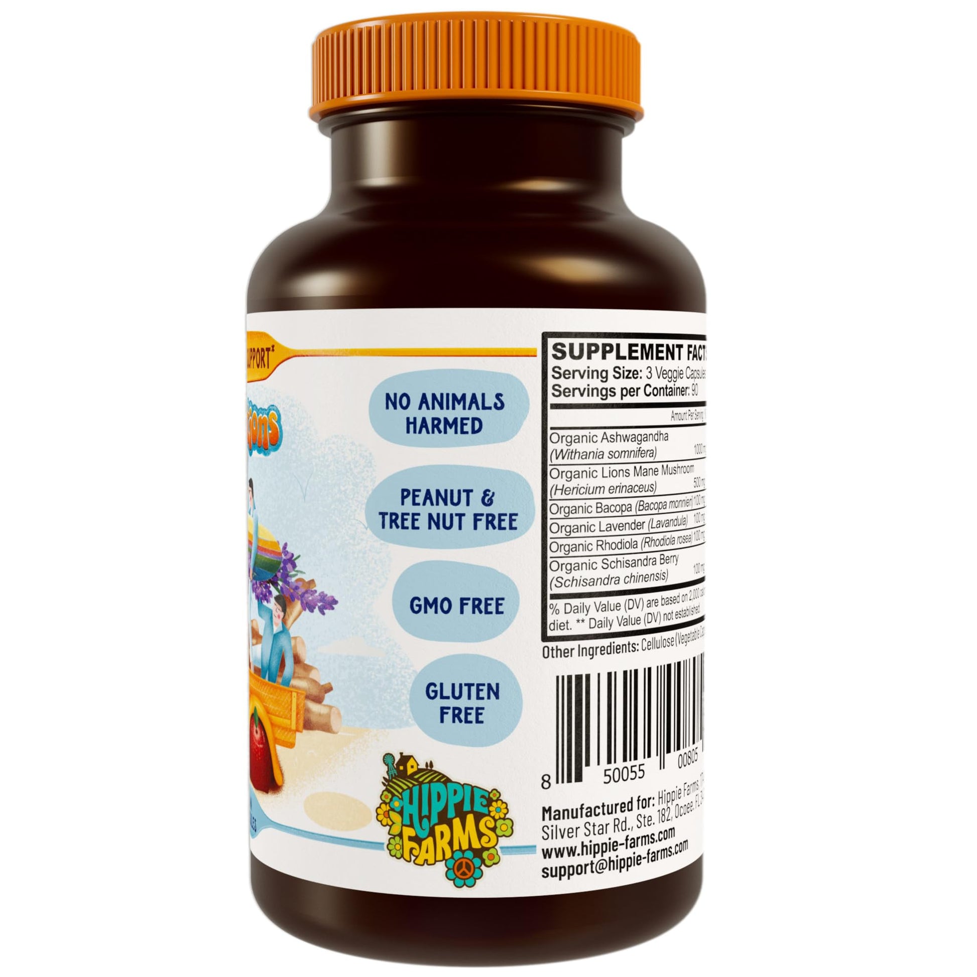 Hippie Farms Stress, Mood, Energy Support - Ashwagandha Root, Lion's Mane & More - Good Vibrations Blend Hippie FarmsAu supplements