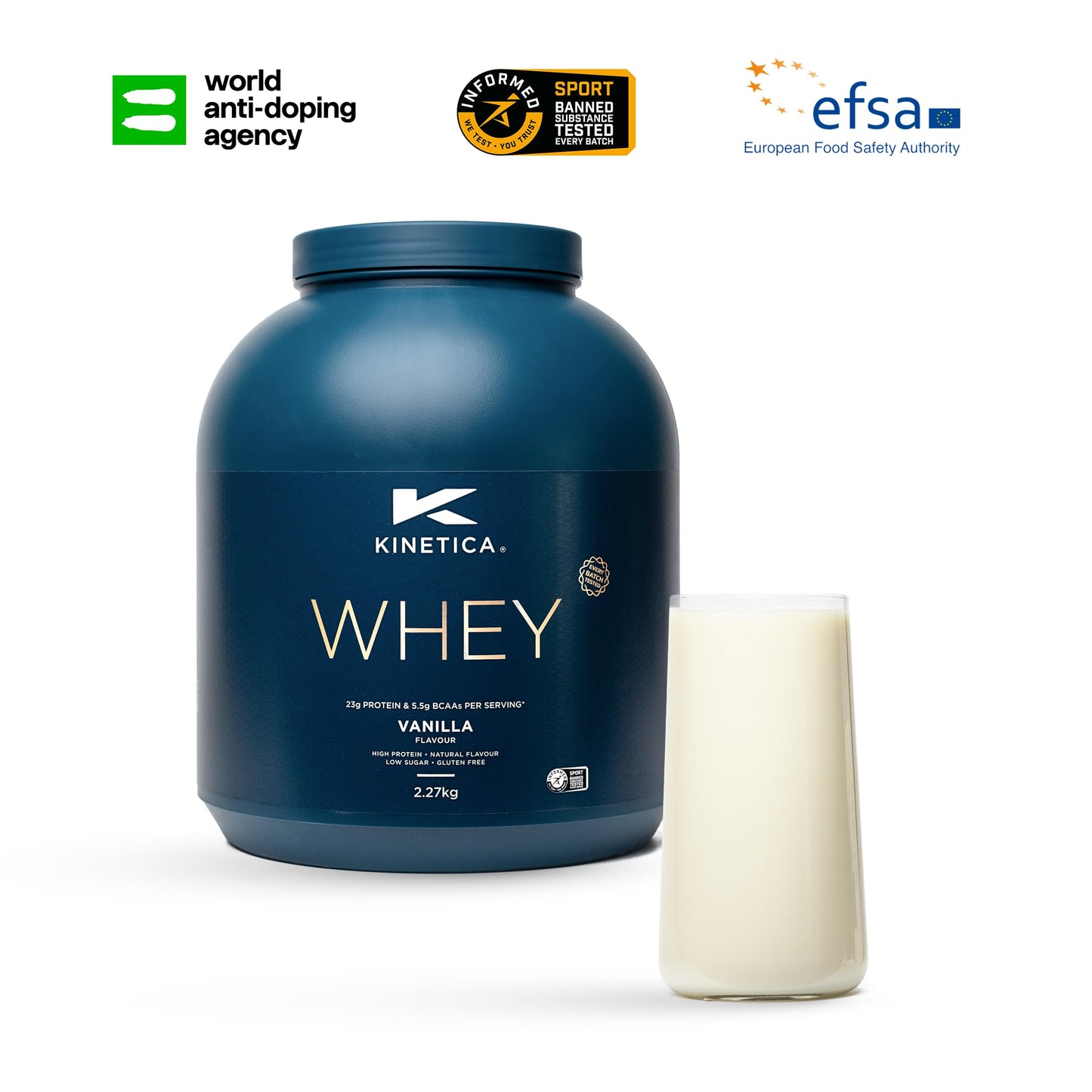 Kinetica Vanilla Whey Protein Powder | 2.27kg | 23g Protein per Serving | 76 Servings KineticaUS supplements