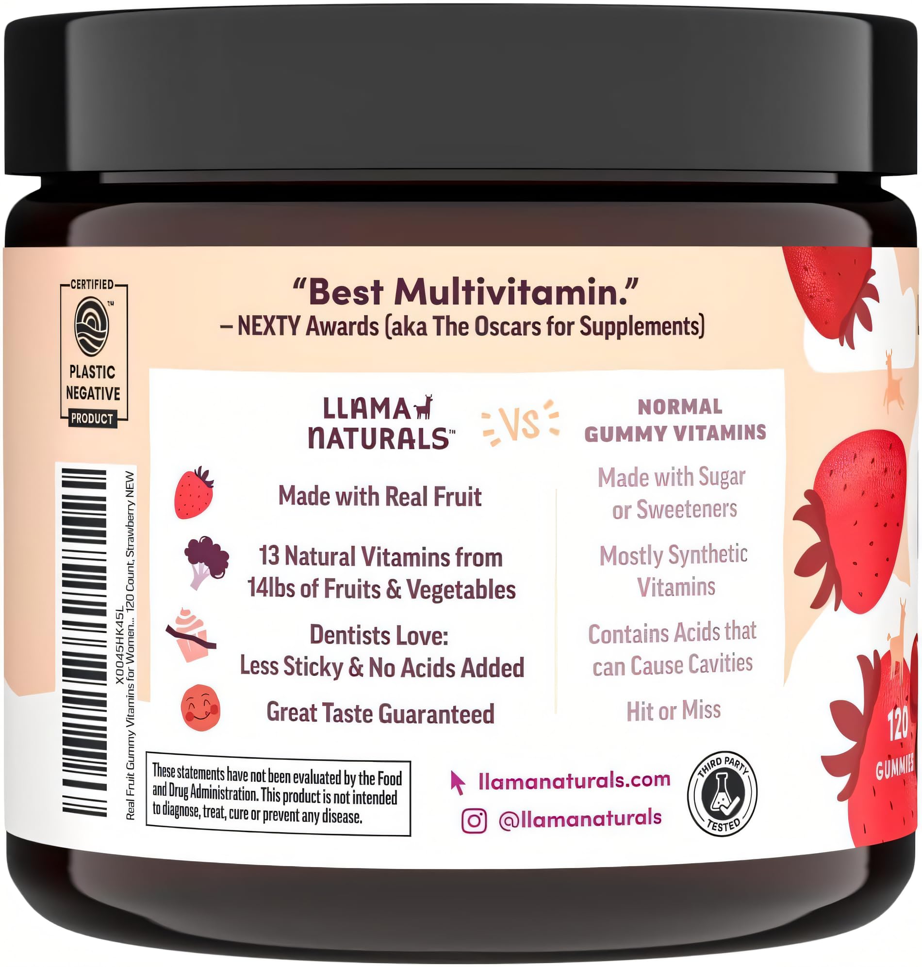 Llama Naturals Multivitamin for Women, Vegan, Organic Gummies with Vitamin D, C and K, Women's Real Fruit Gummy Vitamins Llama NaturalsUS supplements