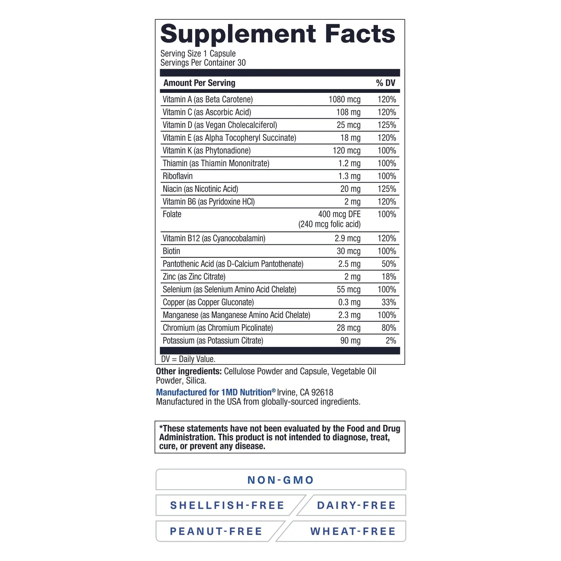1MD Nutrition MultiVitMD Daily Multivitamin – 19 Essential Vitamins & Minerals for Adults Over 55 | Supports Healthy Aging, Heart, Brain, Bone, & Immune Health | 1MD NutritionAu supplements