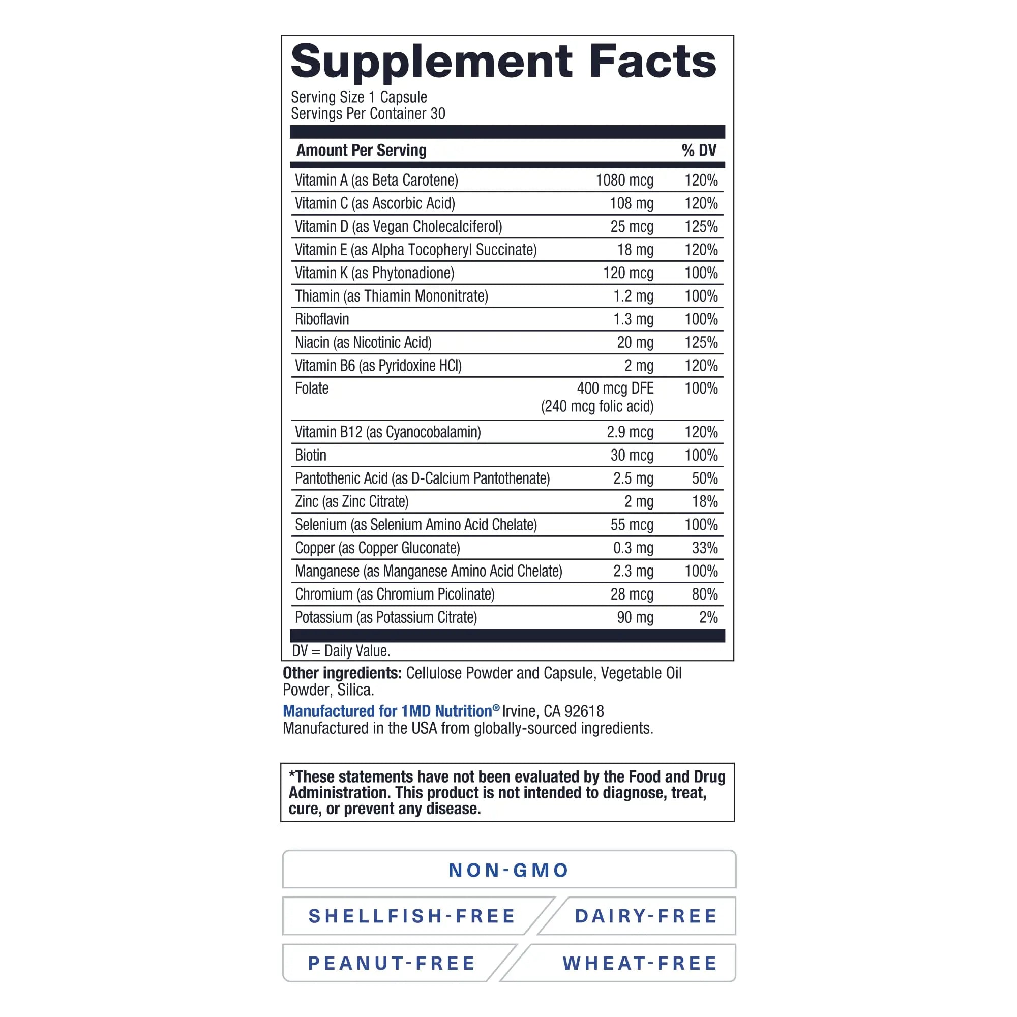 1MD Nutrition MultiVitMD Daily Multivitamin – 19 Essential Vitamins & Minerals for Adults Over 55 | Supports Healthy Aging, Heart, Brain, Bone, & Immune Health | 1MD NutritionAu supplements