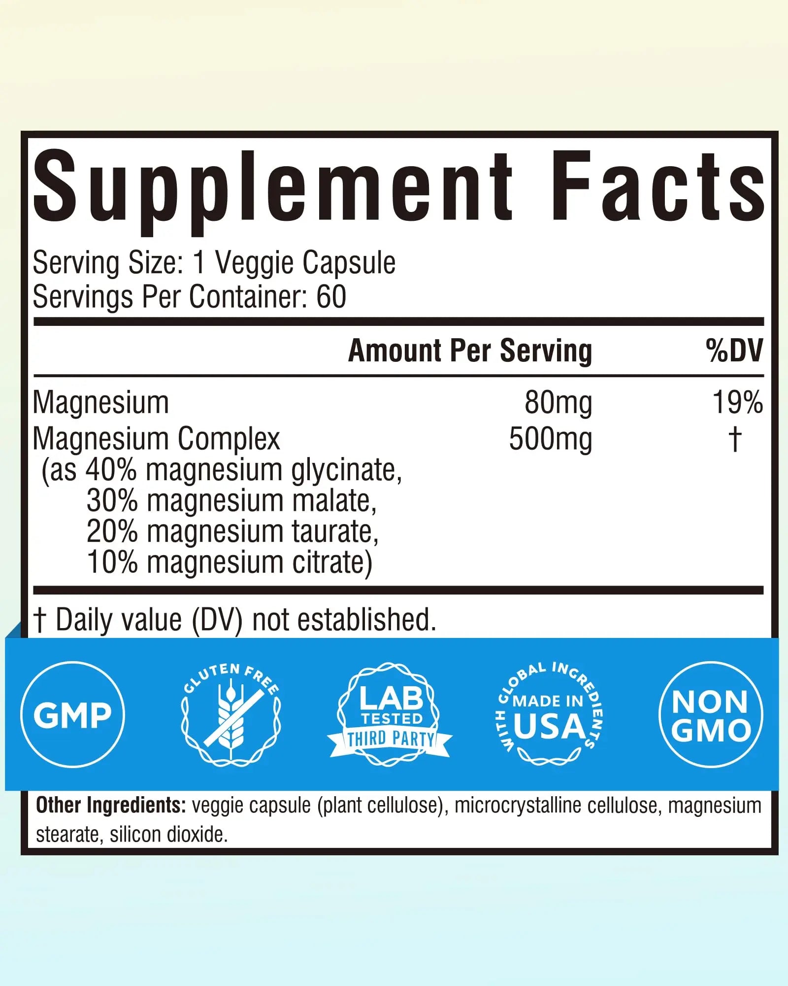 Terranics Magnesium Complex 500mg, Glycinate, Malate, Taurate, Citrate, Chelated Purified Easily Absorbed Magnesium Supplement for Sleep, Heart, Energy, Digestion Support, 60 Capsules Terranicsnz supplements