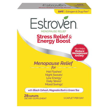 Estroven Stress Relief & Energy Boost for Menopause Relief - 28 Ct. - Clinically Proven Ingredients Provide Stress & Energy Support + Night Sweats & Hot Flash Relief - Drug-Free and Gluten-Free EstrovenAu supplements