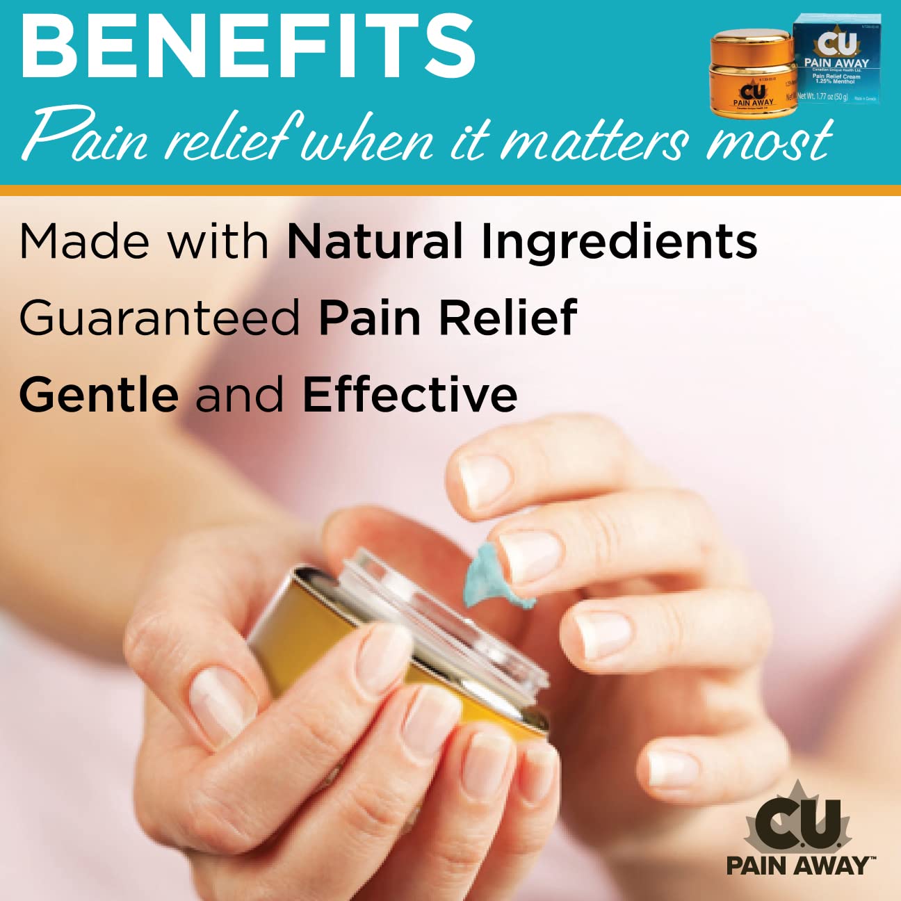 Arthritis Pain Relief Cream - C.U. Pain Away. Reduce Inflammation, Improve Mobility, Rapid Relief. Effective Muscle and Joint Pain Relief. All-Natural Ingredients. C.U. Pain AwayAu supplements