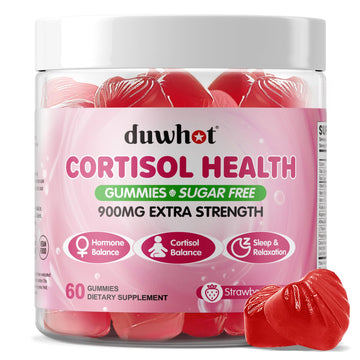 duwhot Cortisol Gummies, 15 in 1 Lower Cortisol Supplements for Women, w. Ashwagandha, Magnesium, Phosphatidylserine, Folate for Hormone Balance, Mood, Focus, Sleep Support, Sugar Free, Vegan, 60 duwhotAu supplements
