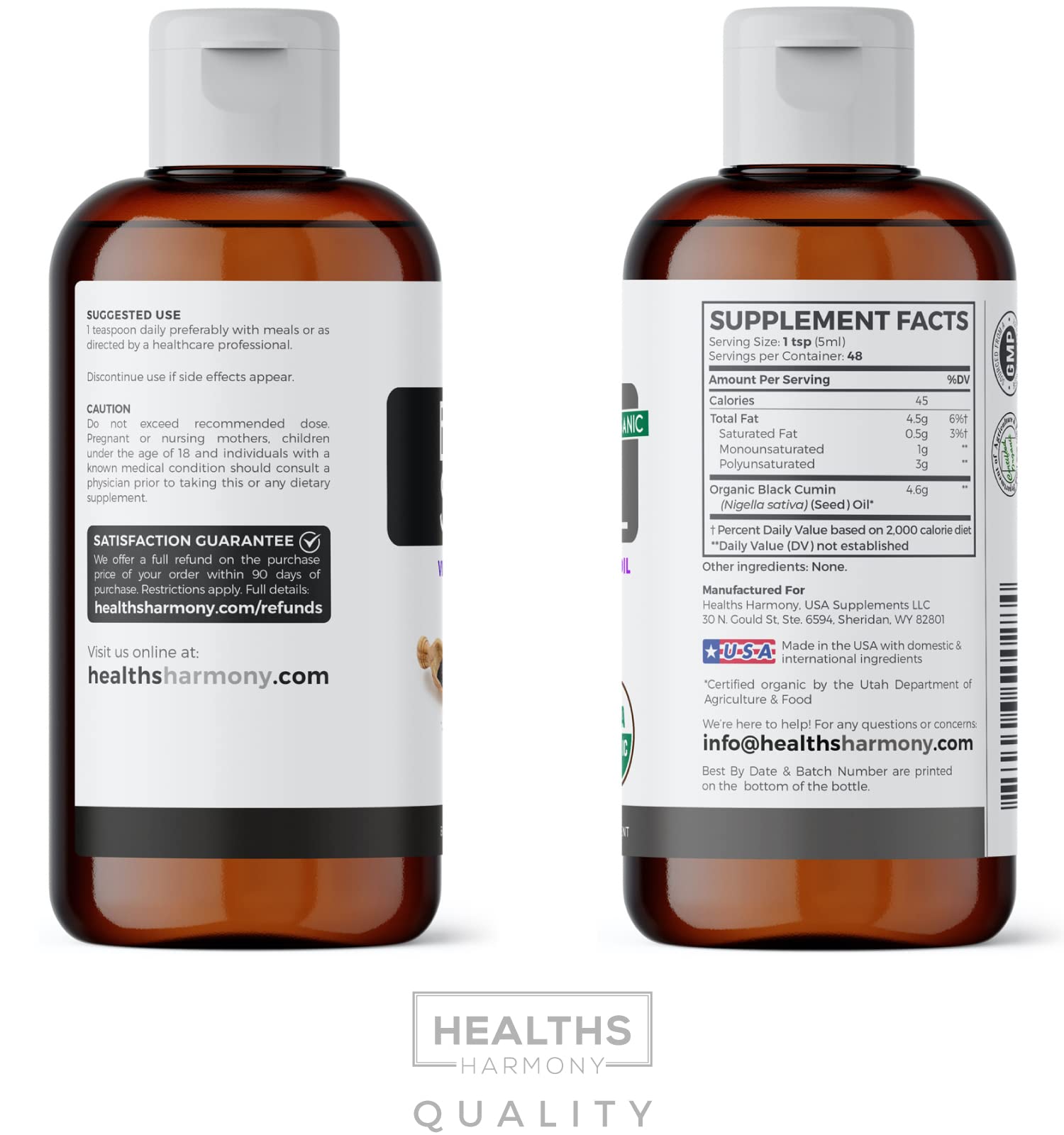 USDA Organic Black Cumin Seed Oil Liquid (8 fl oz) Premium Cold-Pressed Nigella Sativa Healths HarmonyAu supplements
